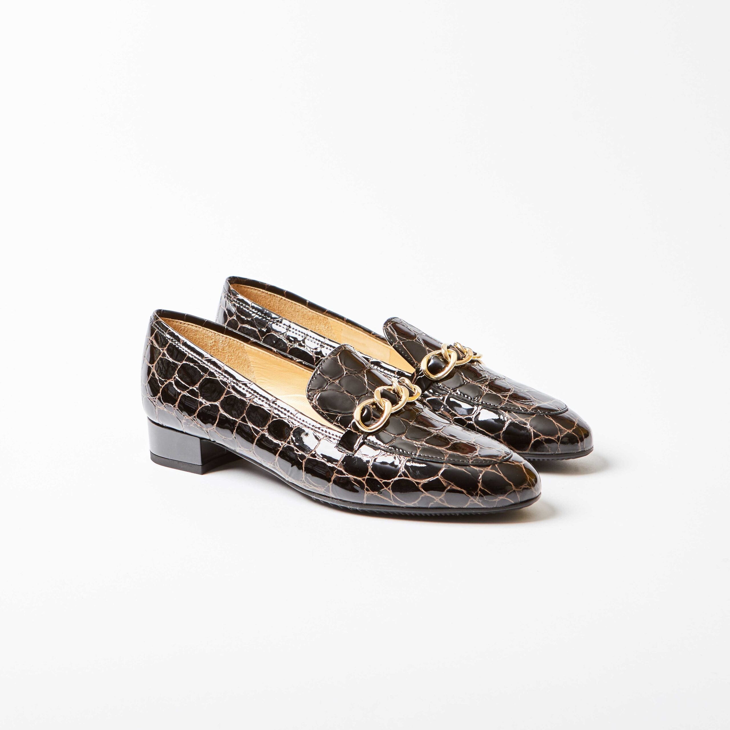 Salerno Moc Croc Loafer with Gold Chain