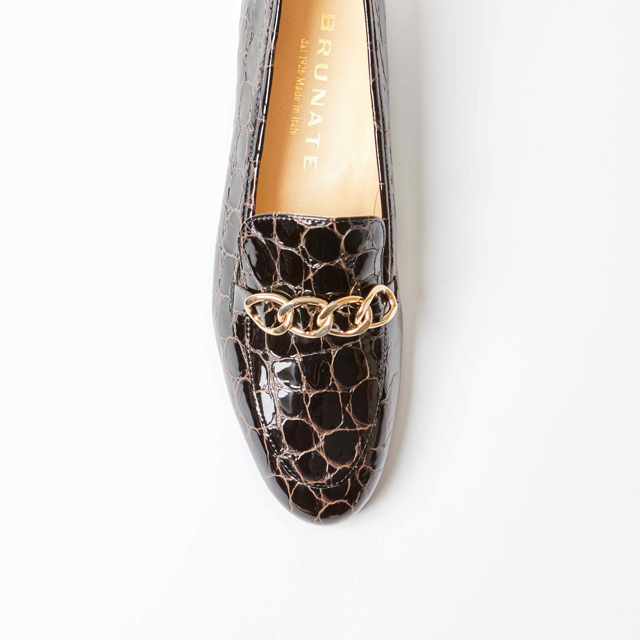 Salerno Moc Croc Loafer with Gold Chain