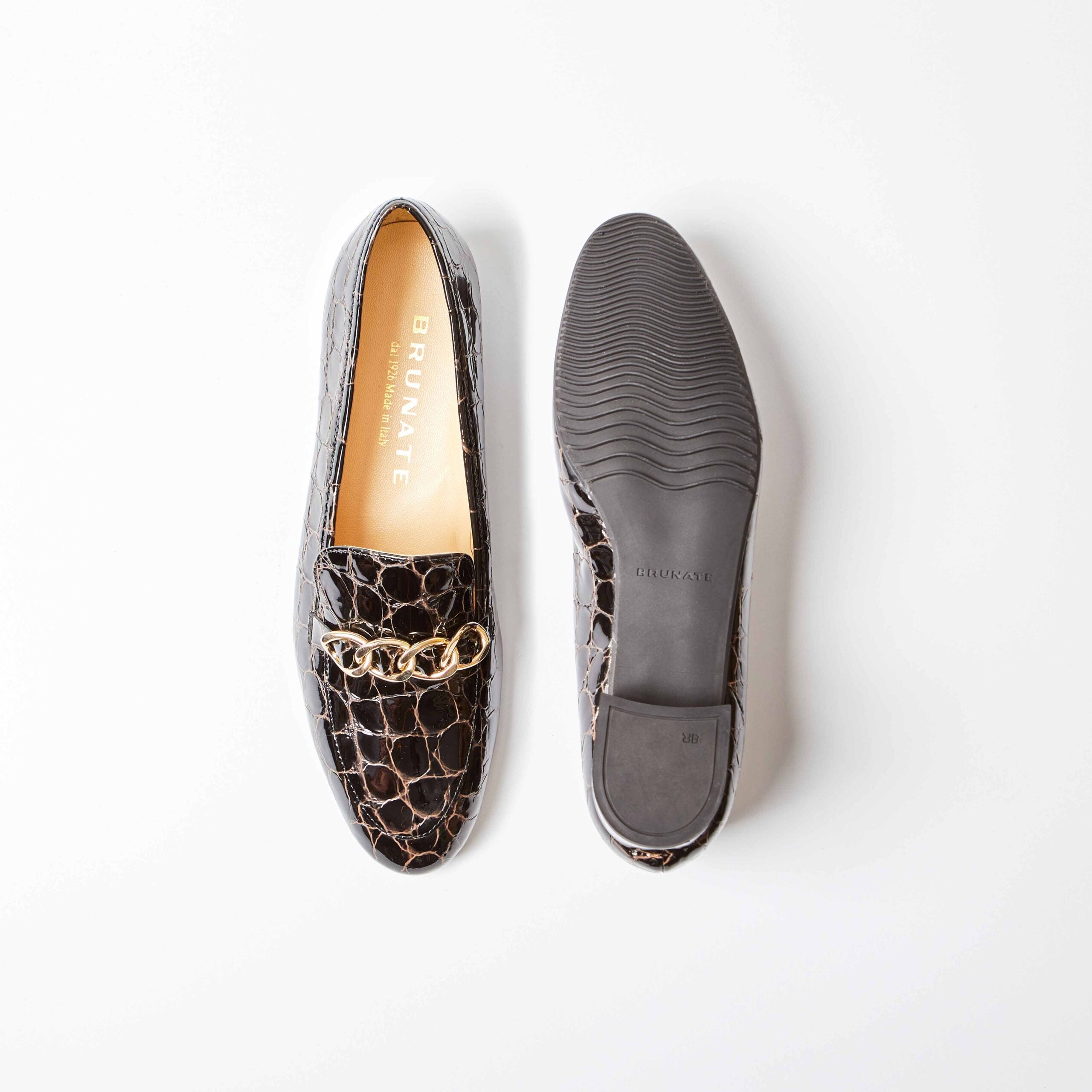 Salerno Moc Croc Loafer with Gold Chain