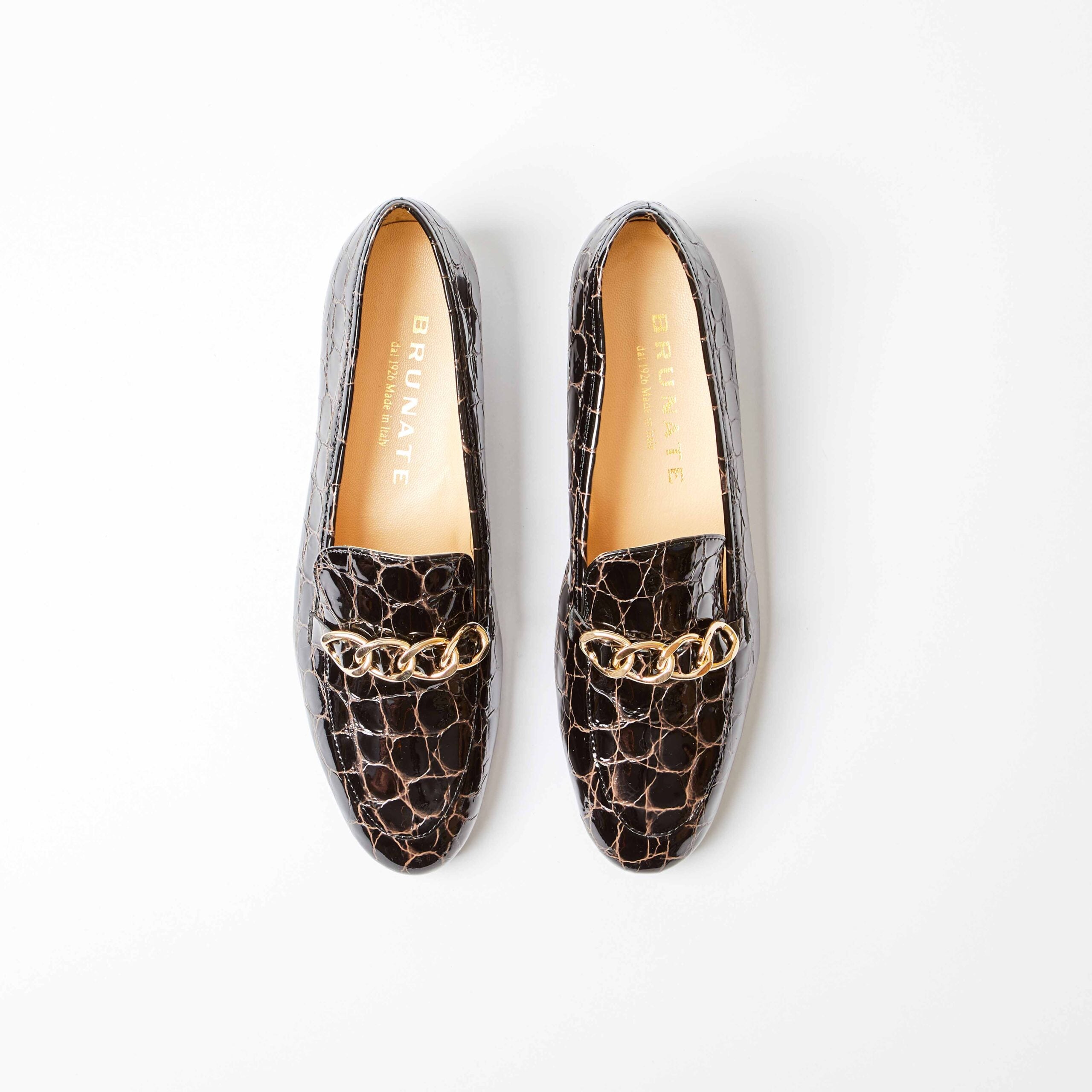 Salerno Moc Croc Loafer with Gold Chain