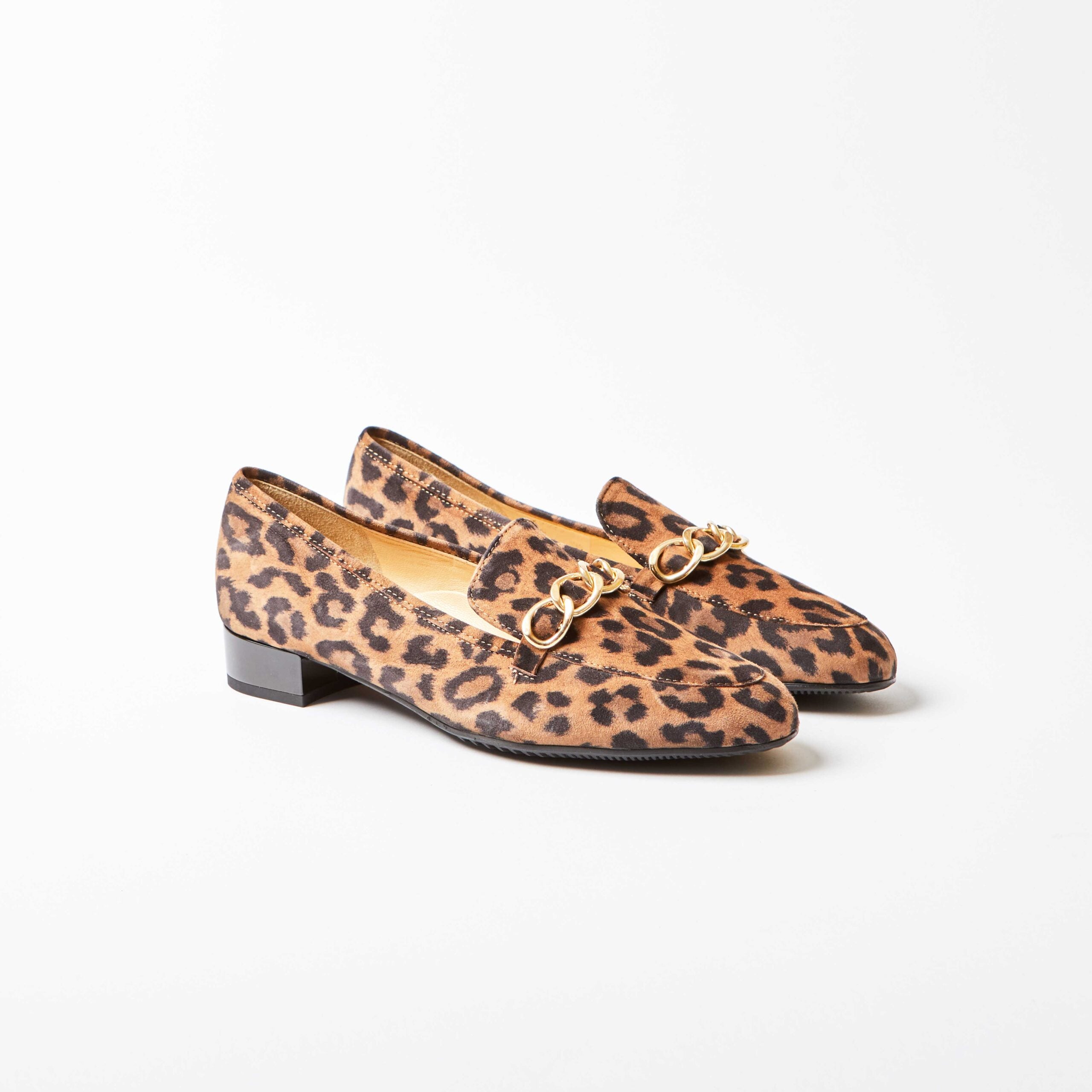 Salerno Leopard Print Nubuck with Gold Chain Loafer
