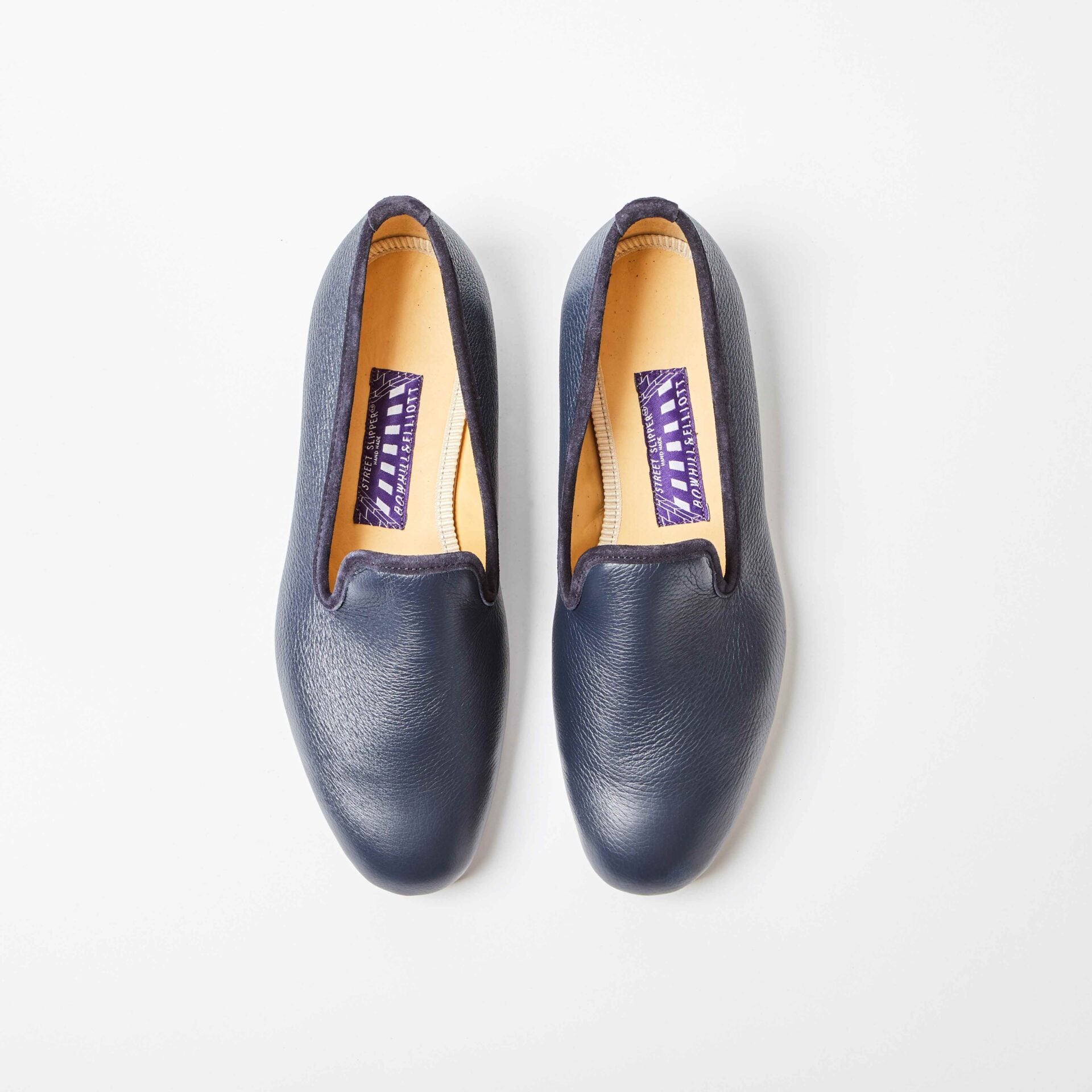 Navy Deerskin Albert Slippers