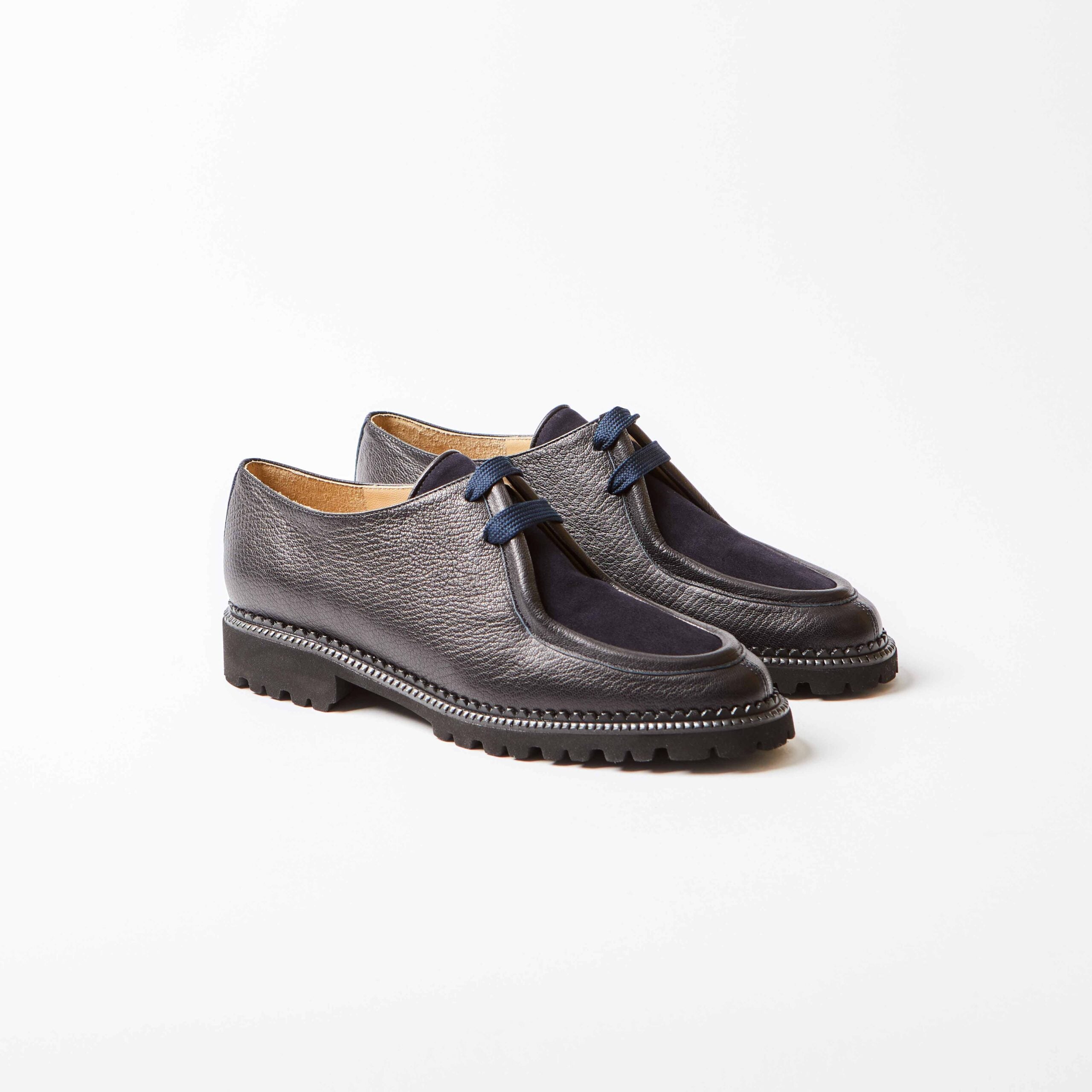 Amalfi Navy Leather and Suede Darby Lace Shoe