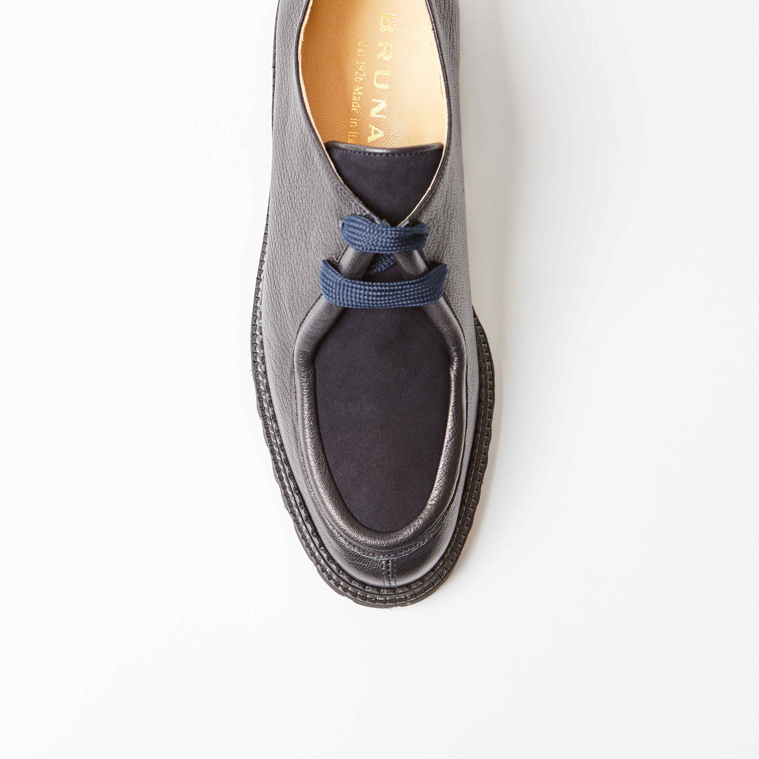 Amalfi Navy Leather and Suede Darby Lace Shoe