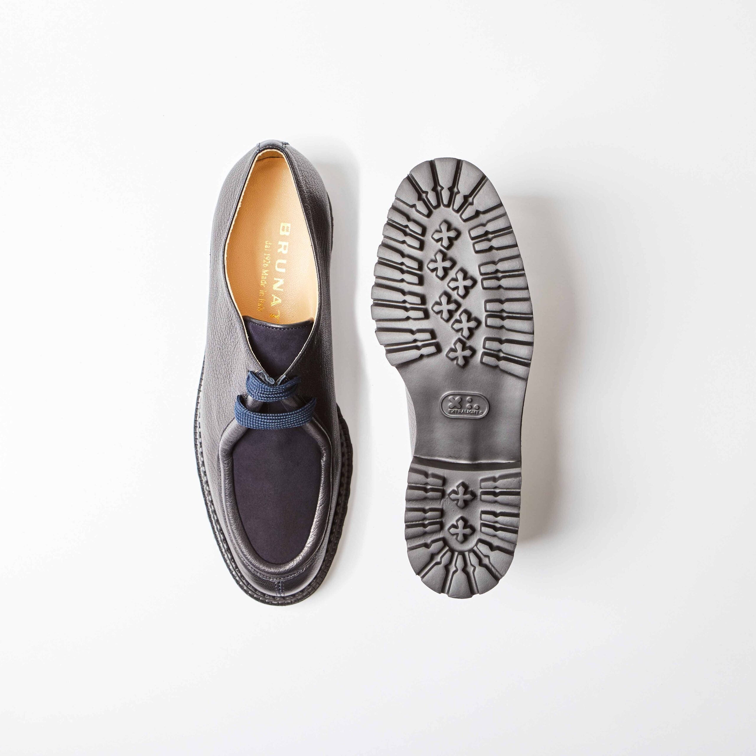 Amalfi Navy Leather and Suede Darby Lace Shoe
