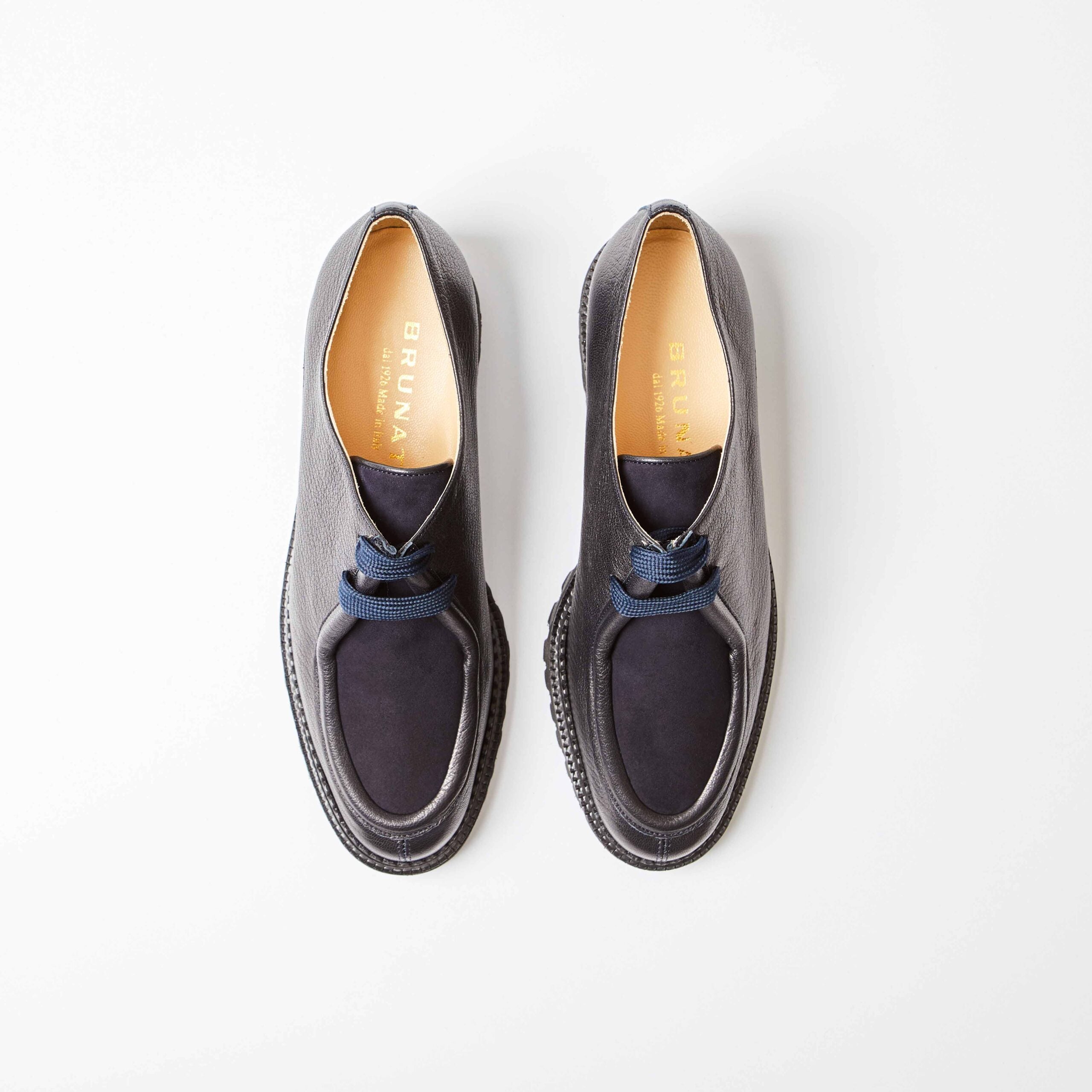 Amalfi Navy Leather and Suede Darby Lace Shoe