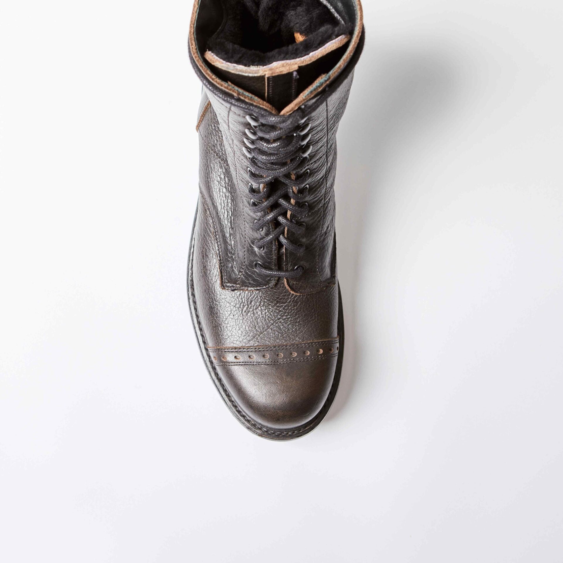 Tigermoth Black Kudu Leather Derby Boots