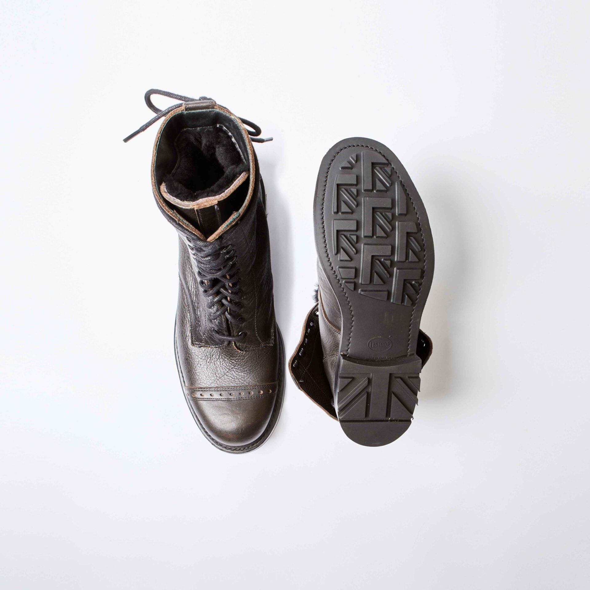 Tigermoth Black Kudu Leather Derby Boots