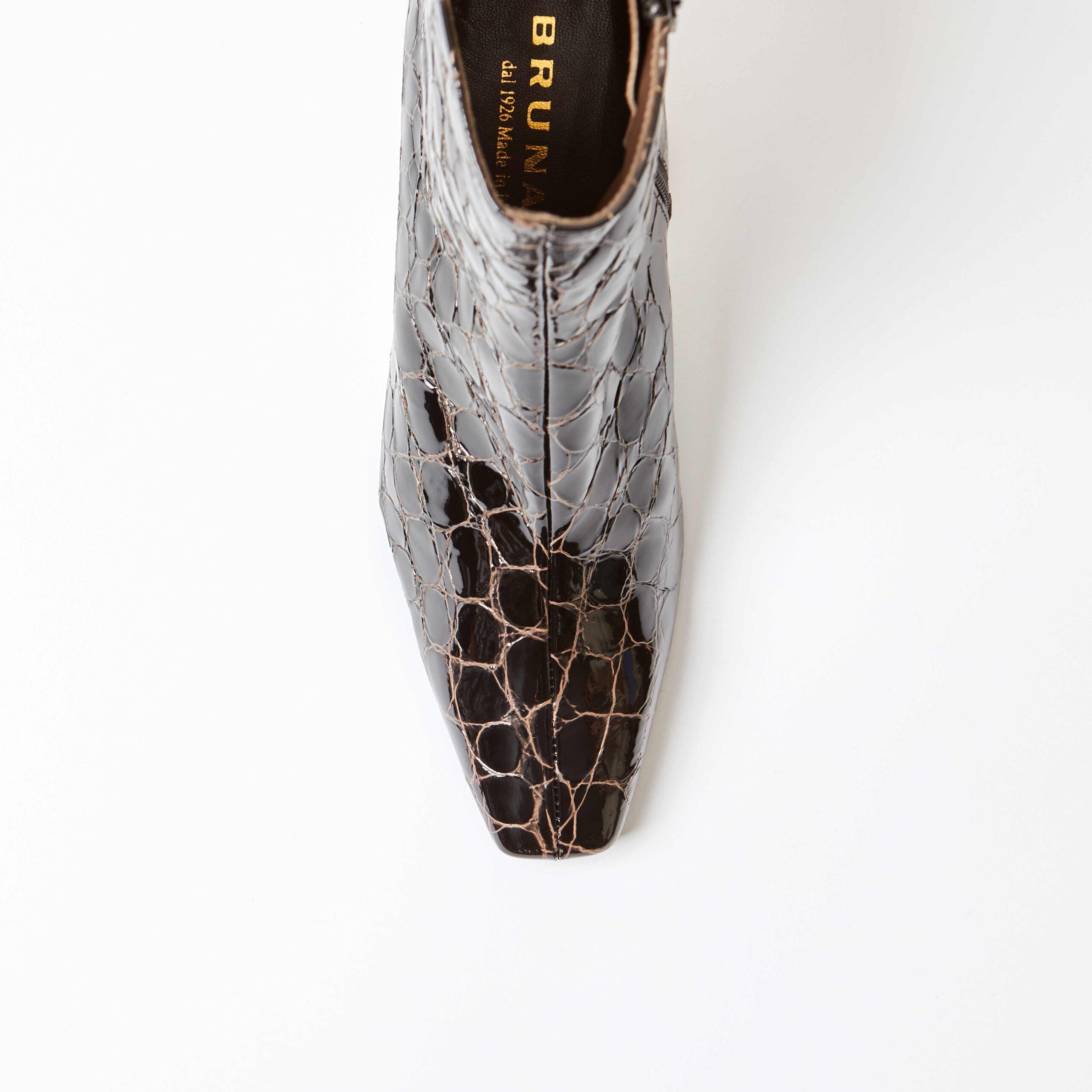 Volla Dark Brown Moc Croc Ankle Boot