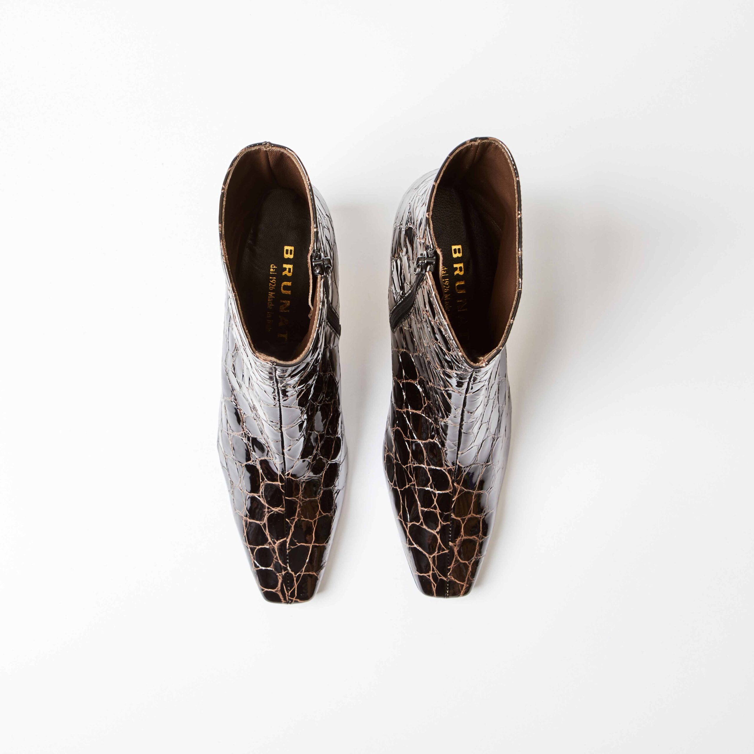 Volla Dark Brown Moc Croc Ankle Boot