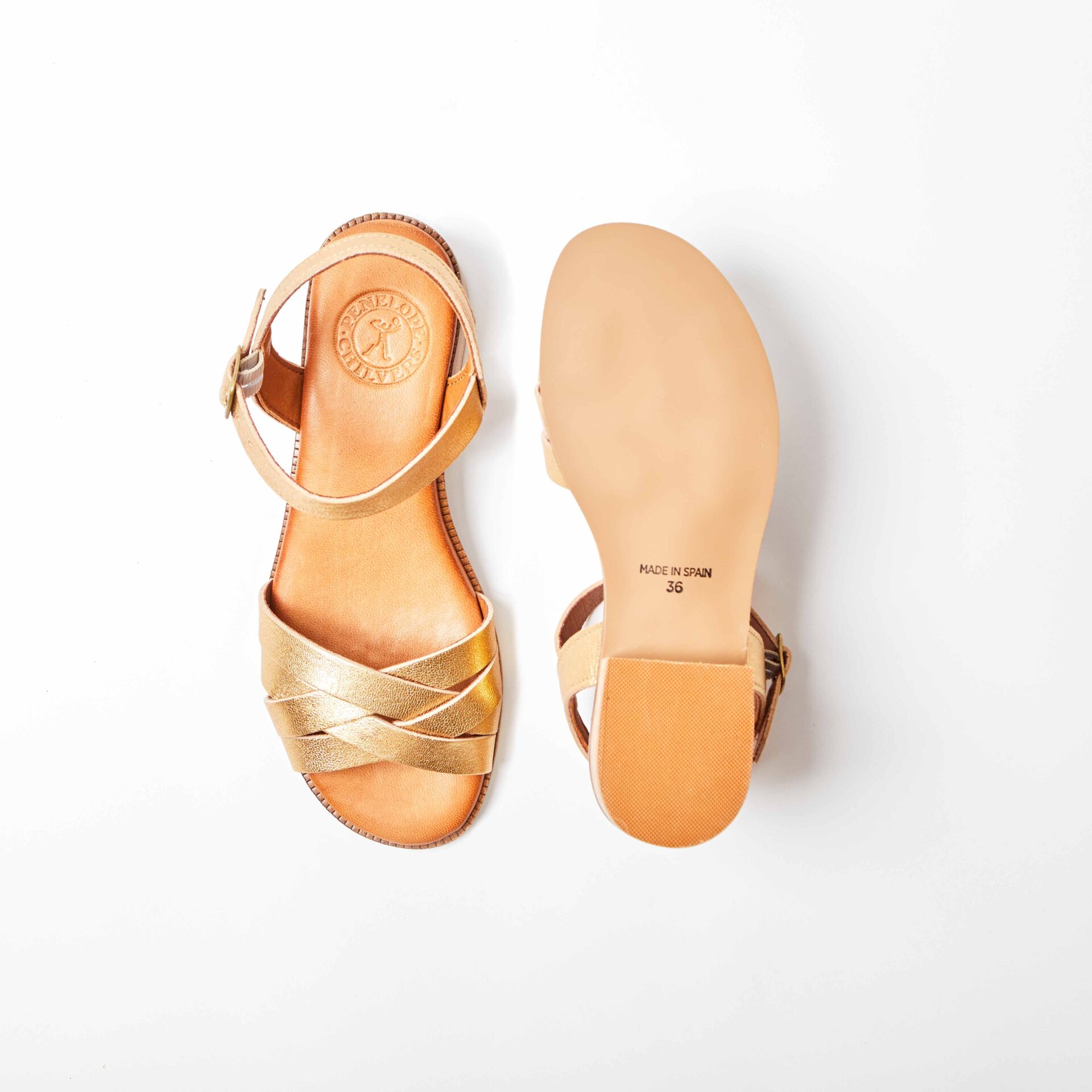 Shepherdess Heeled Gold Leather Sandal