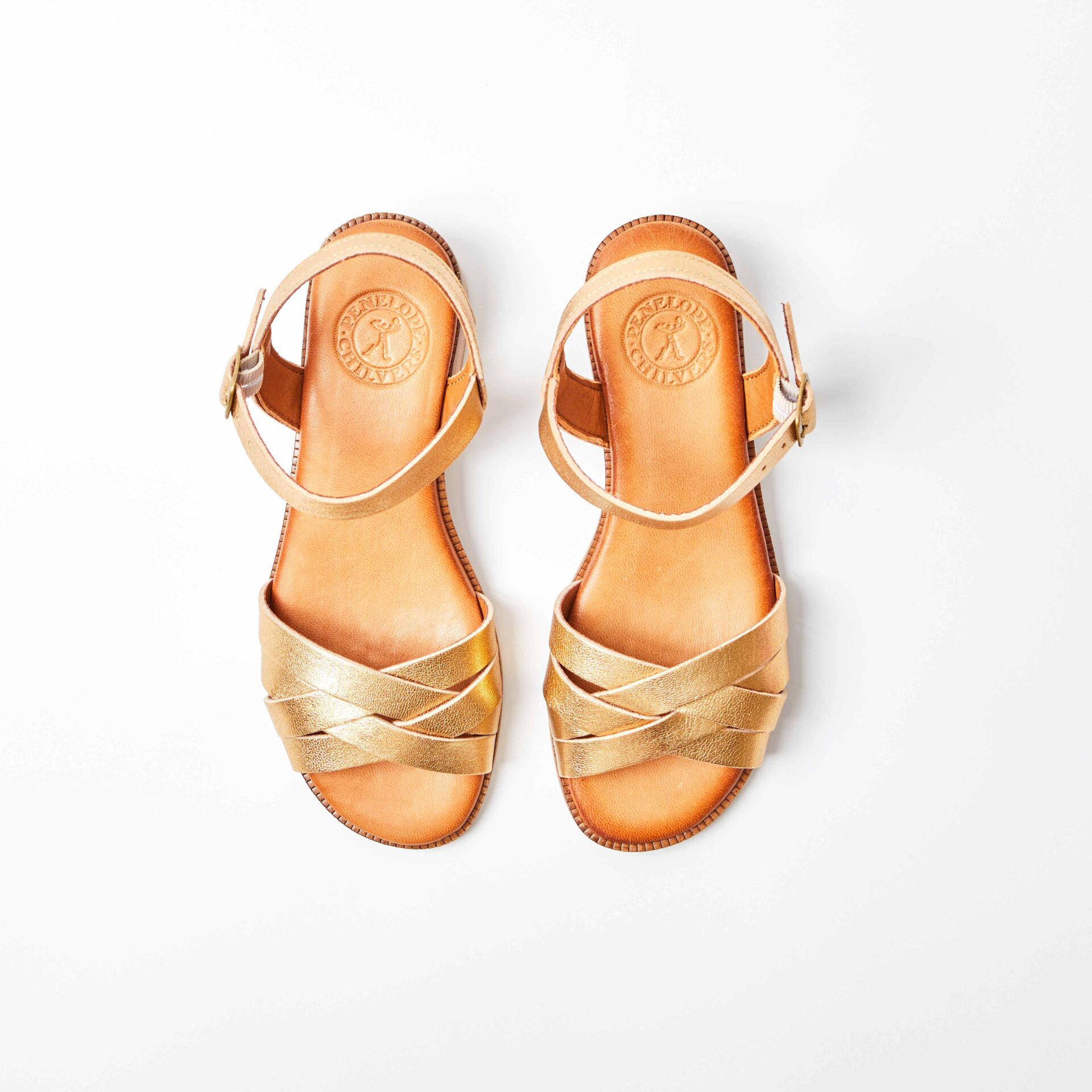 Shepherdess Heeled Gold Leather Sandal