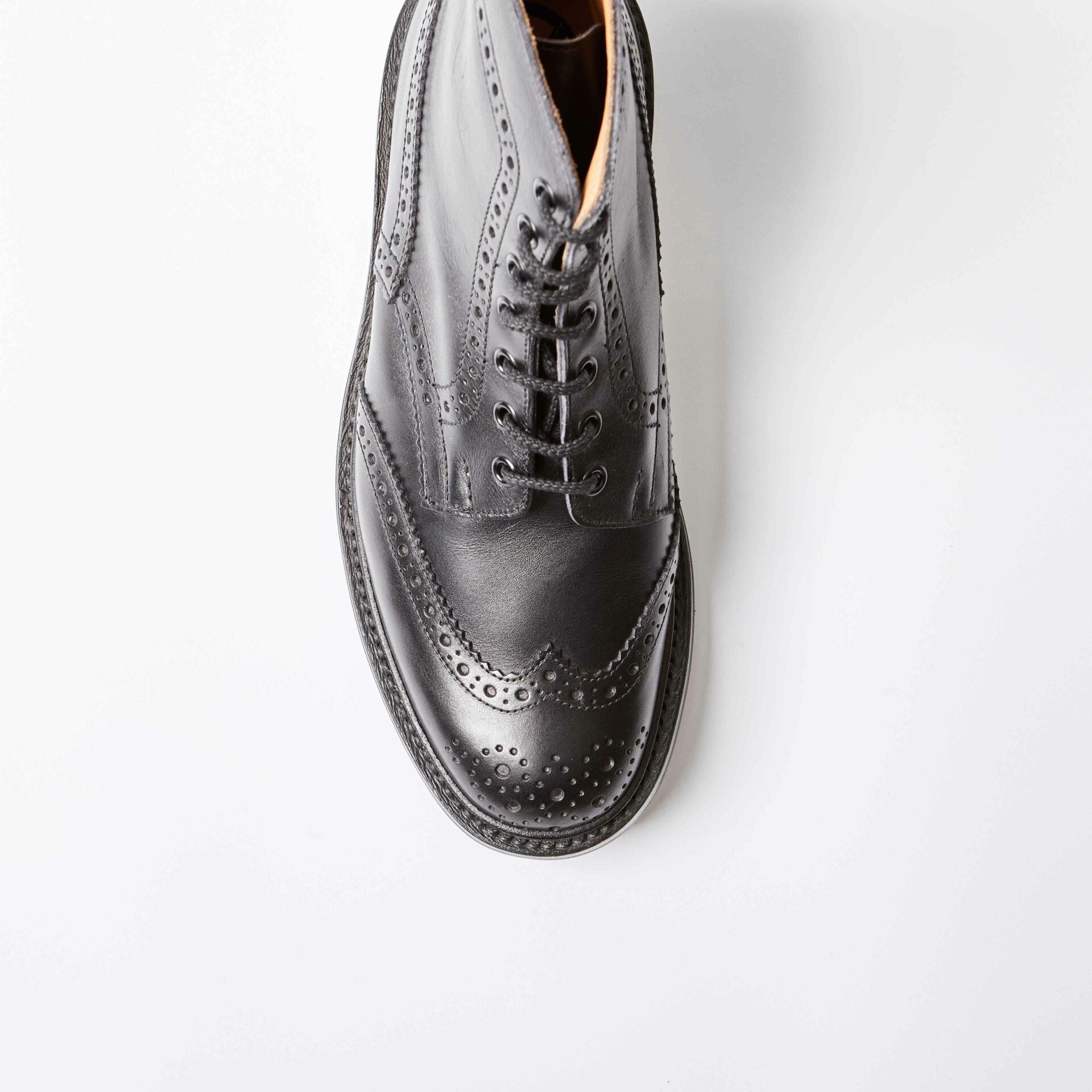 Stow Black Calf Brogue Boots