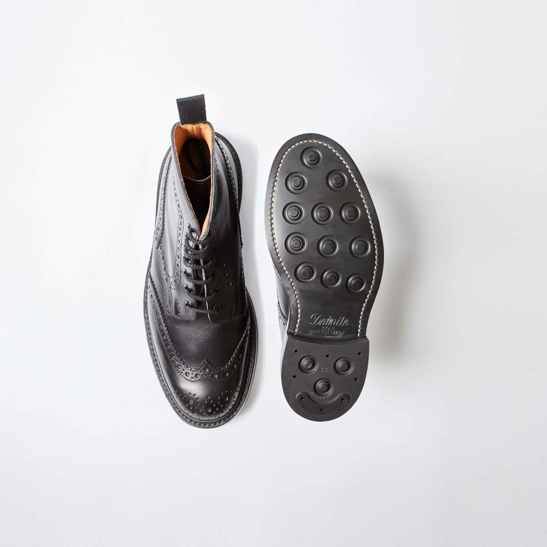 Stow Black Calf Brogue Boots