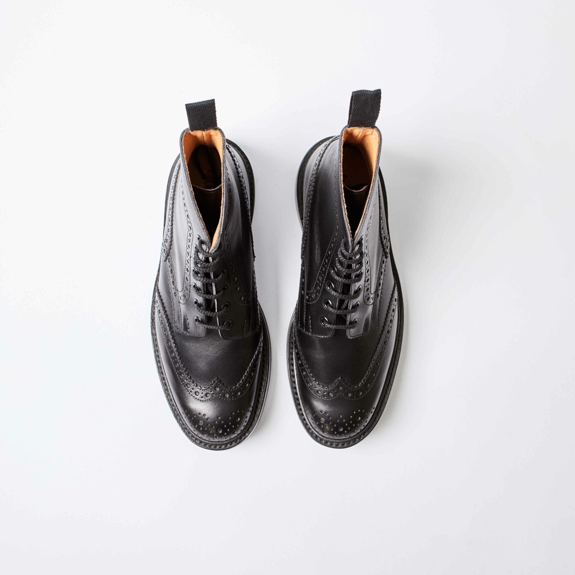 Stow Black Calf Brogue Boots