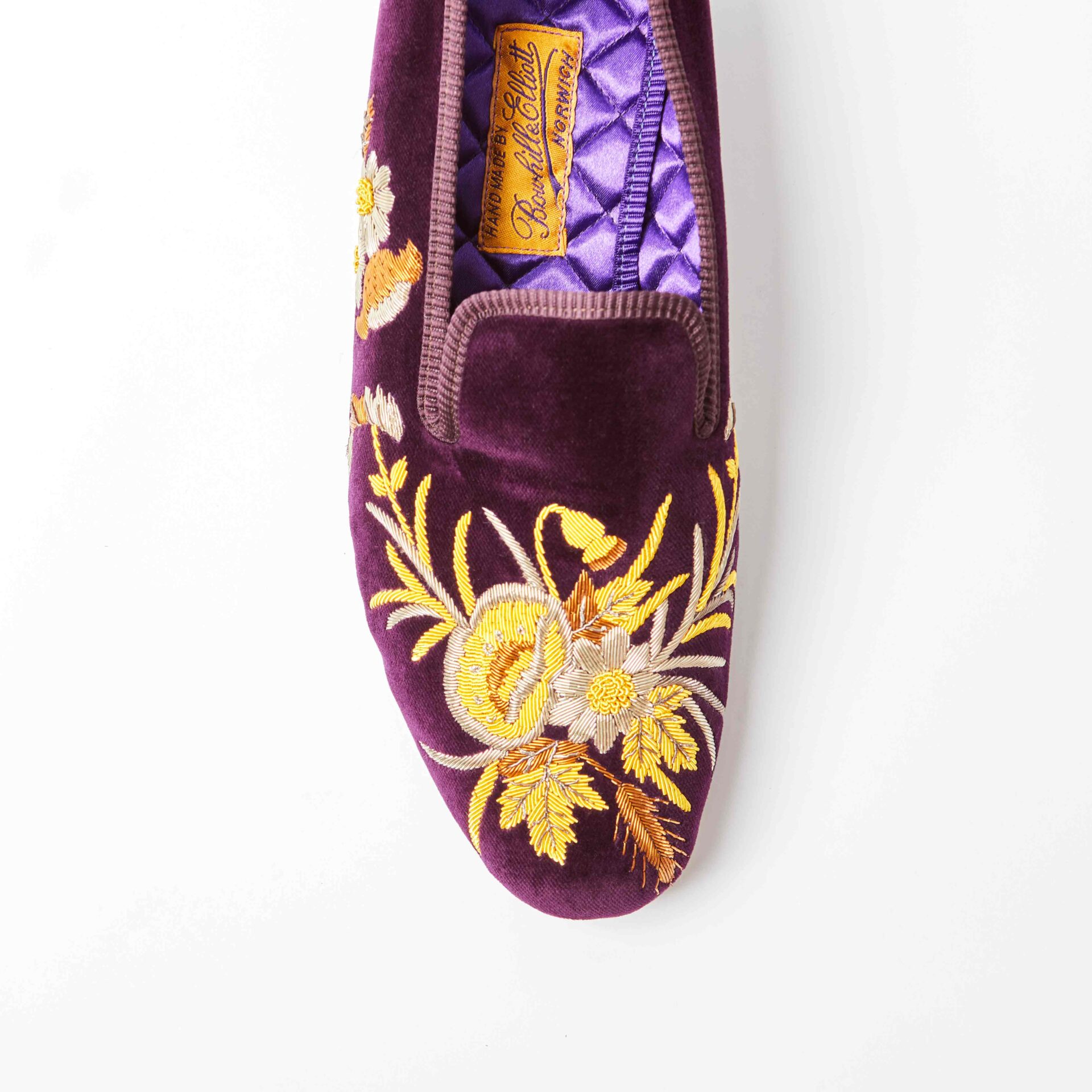 Regal Velvet Albert Slippers with Embroidered Anniversary Poppies