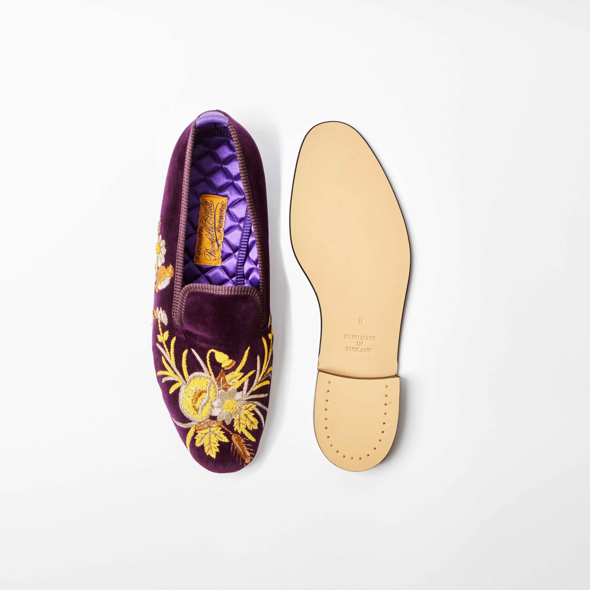 Regal Velvet Albert Slippers with Embroidered Anniversary Poppies