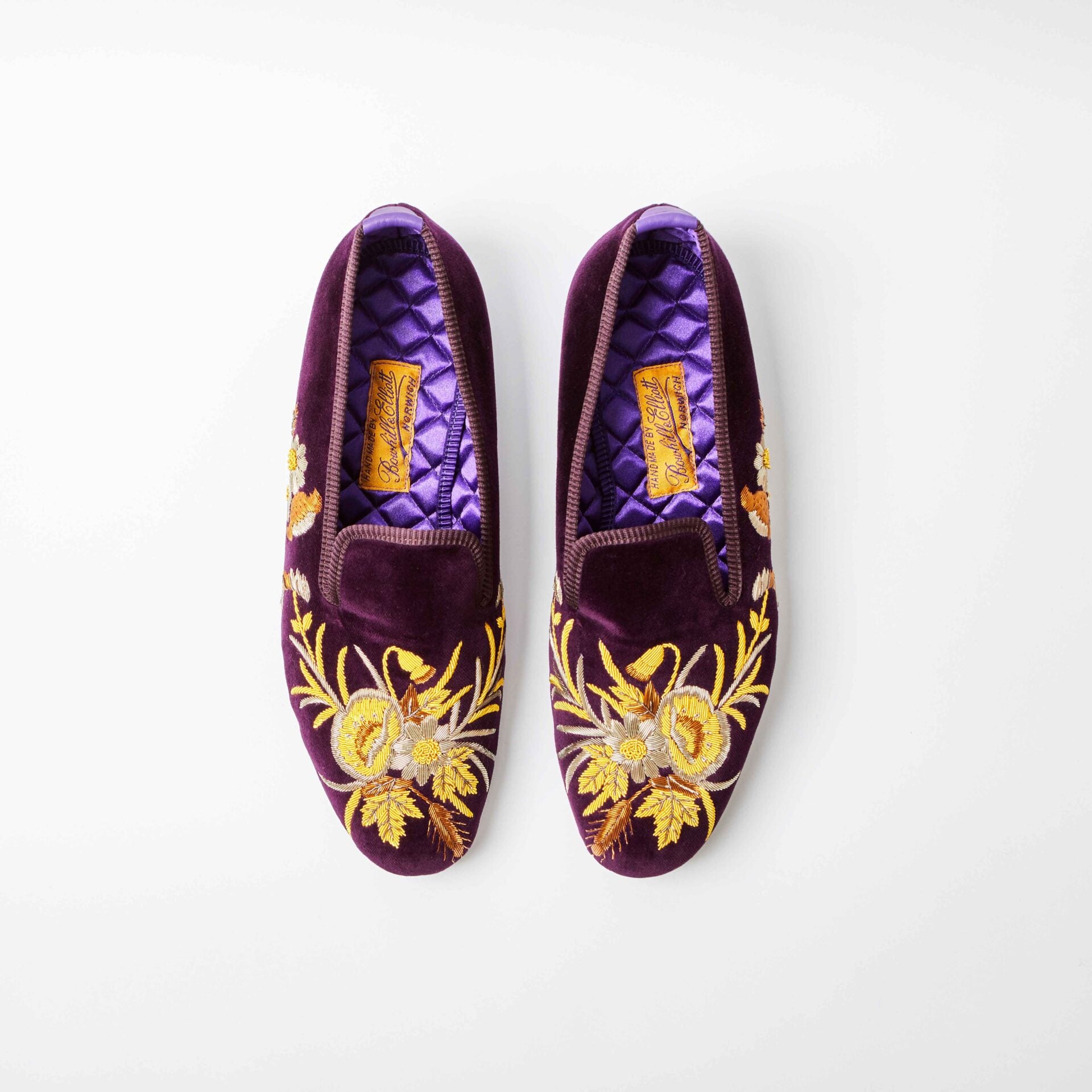 Regal Velvet Albert Slippers with Embroidered Anniversary Poppies