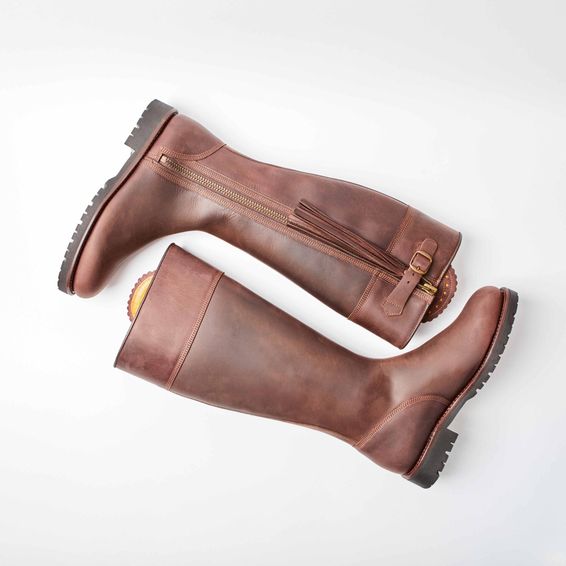 Brown Waxy Long Tassel Boot