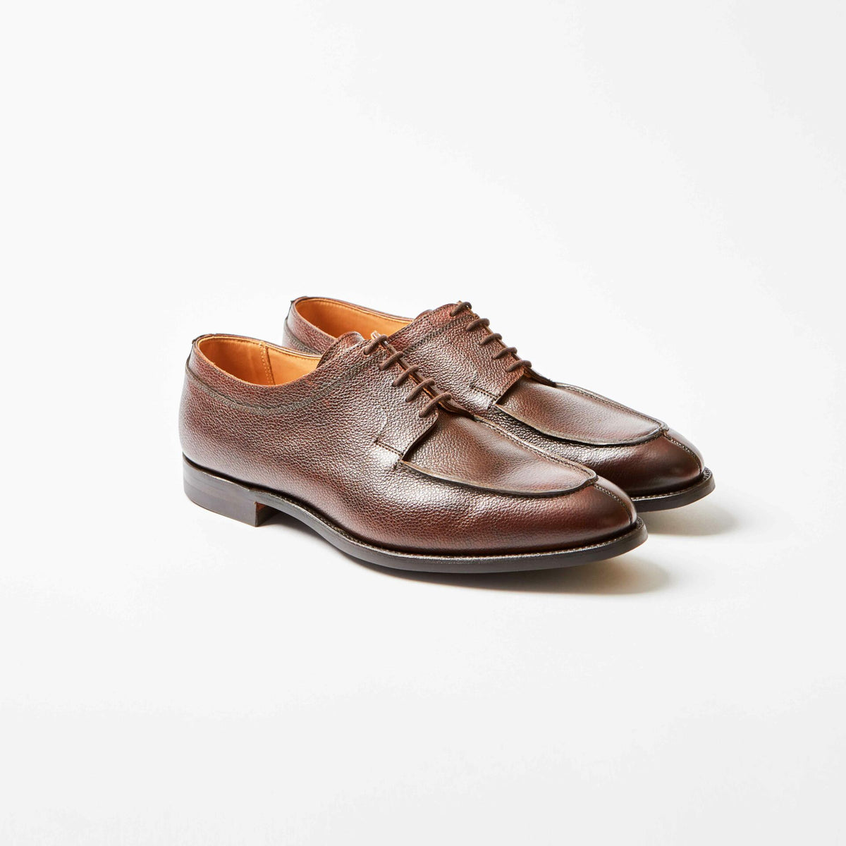 Hardwick Dark Brown Pebble Grain Split Toe Derby | Bowhill and Elliott