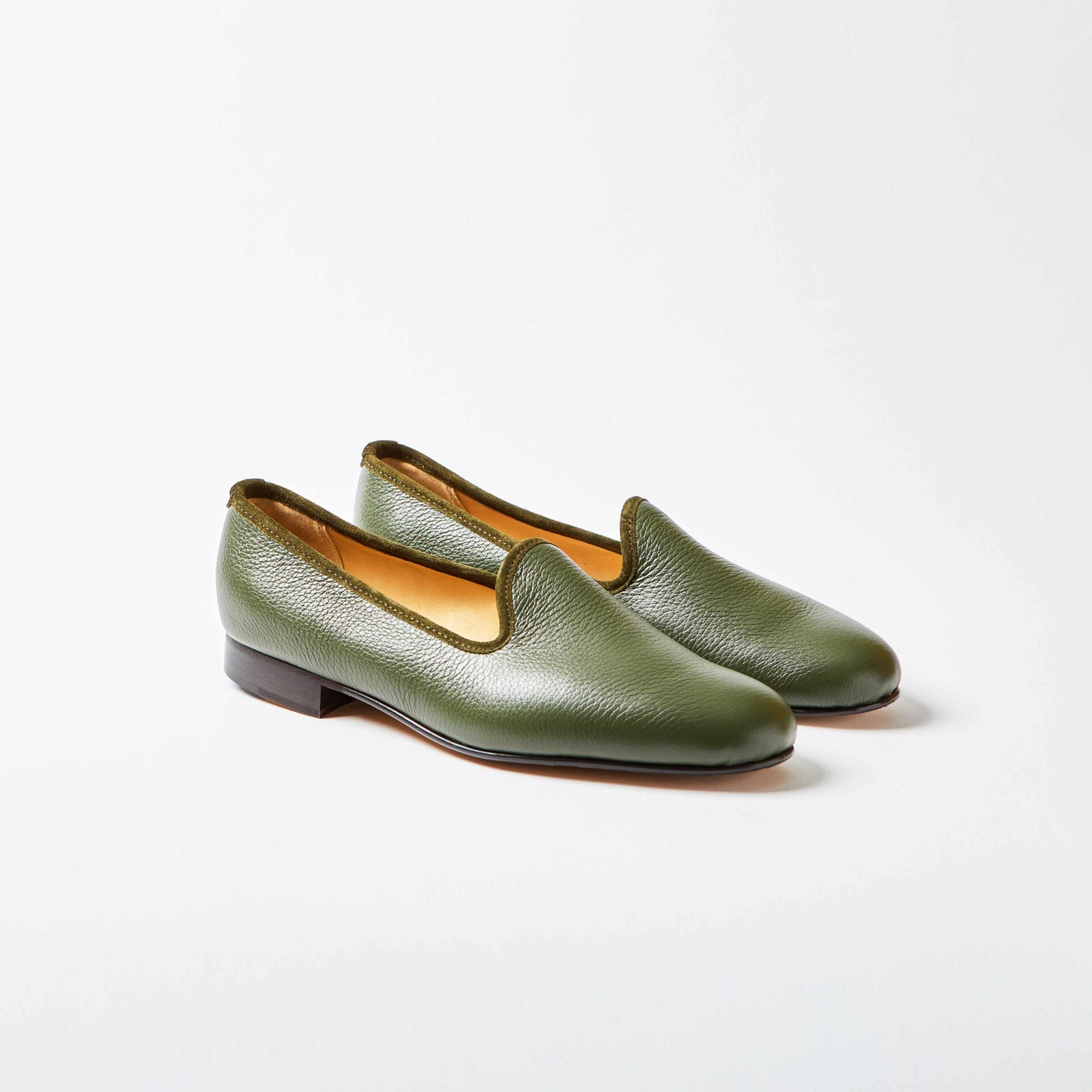 Olive Deerskin Venetian Slippers
