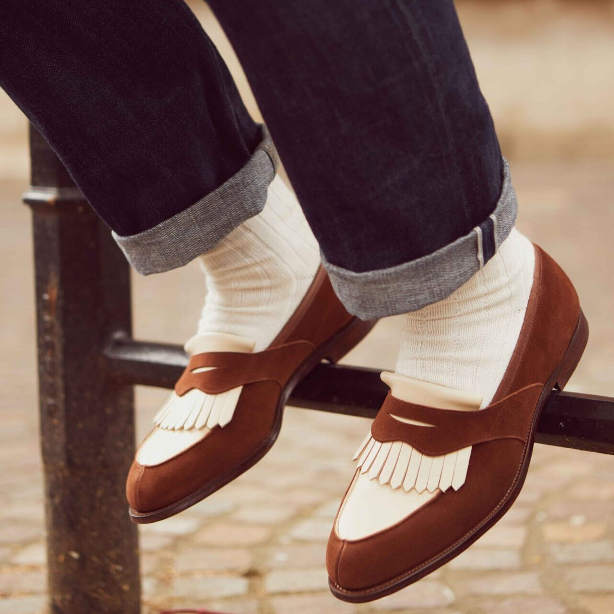 Sonning Polo Suede/Ivory Leather | Bowhill and Elliott