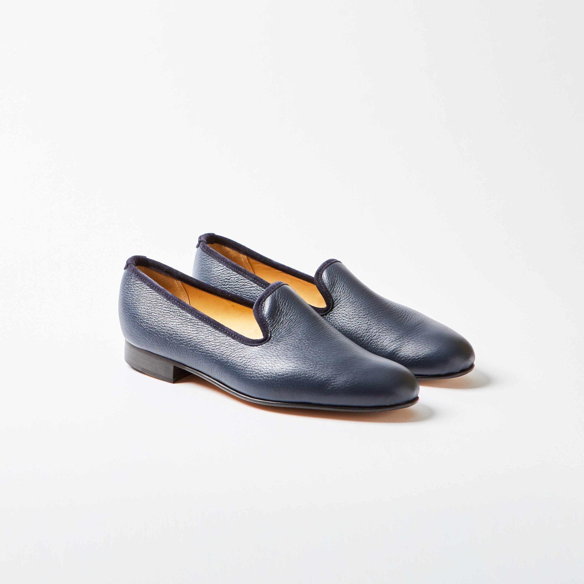Navy Deerskin Albert Slippers