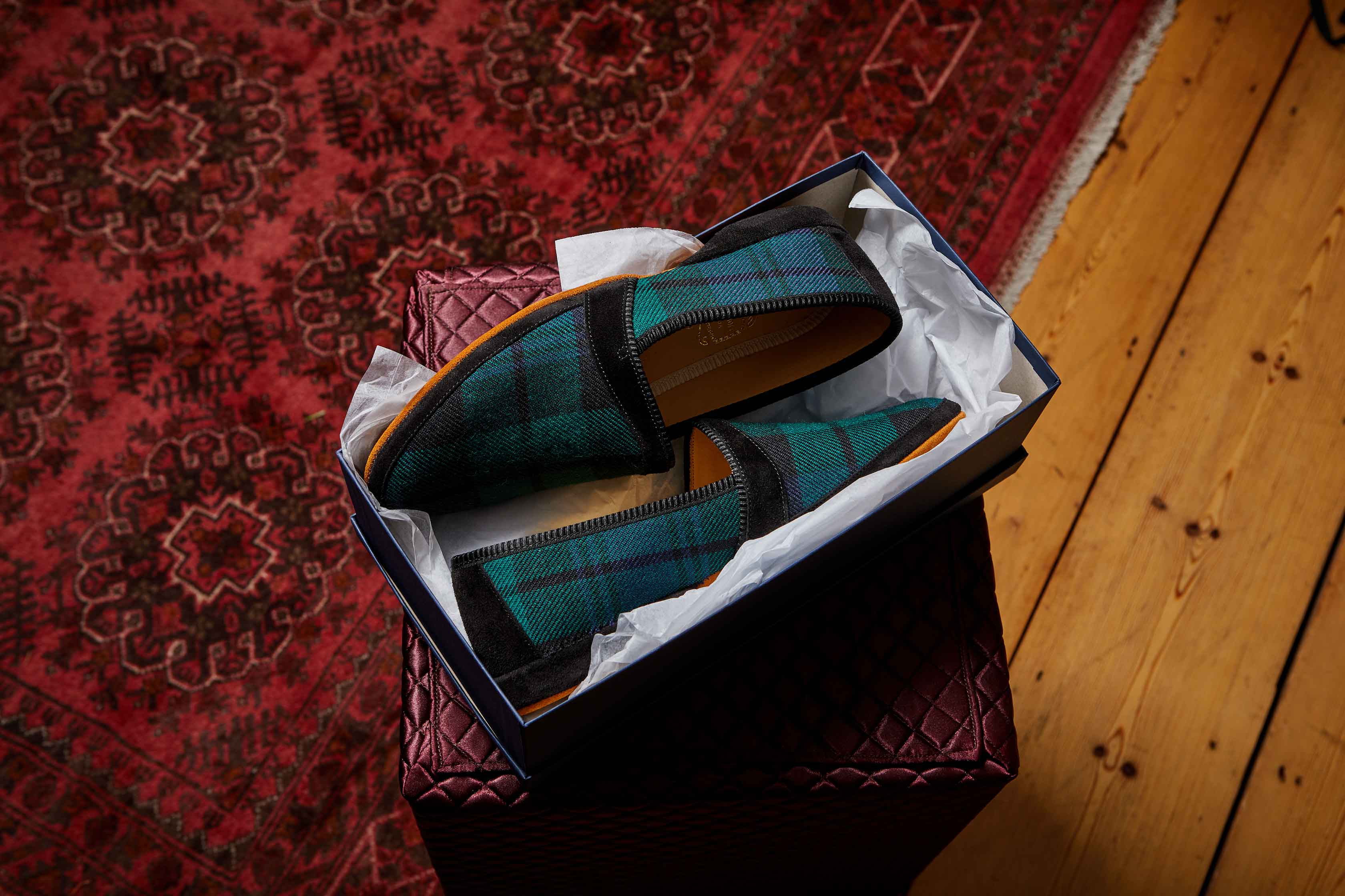 Black Watch Tartan Soft Sole Monk Slippers