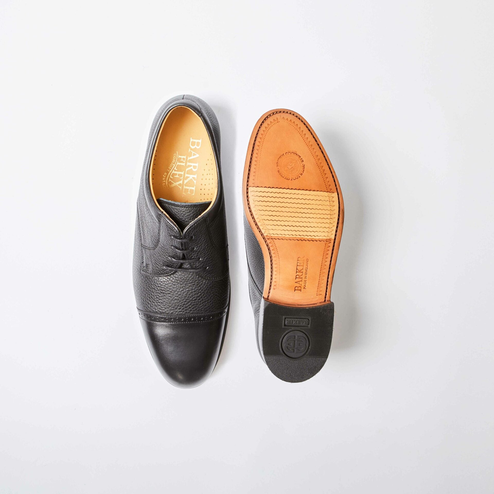 Staines Black Softie / Black Calf Derby Toe Cap