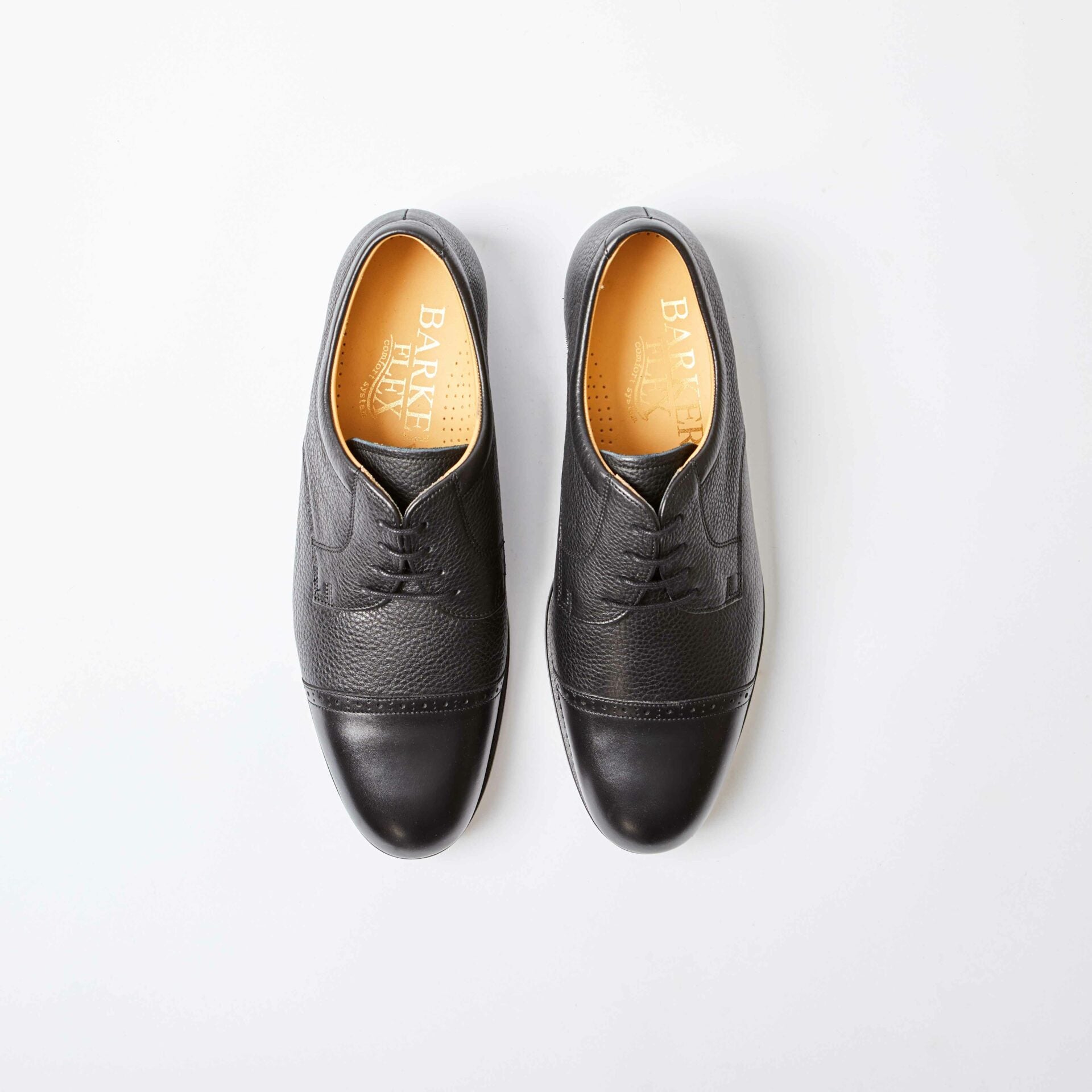 Staines Black Softie / Black Calf Derby Toe Cap