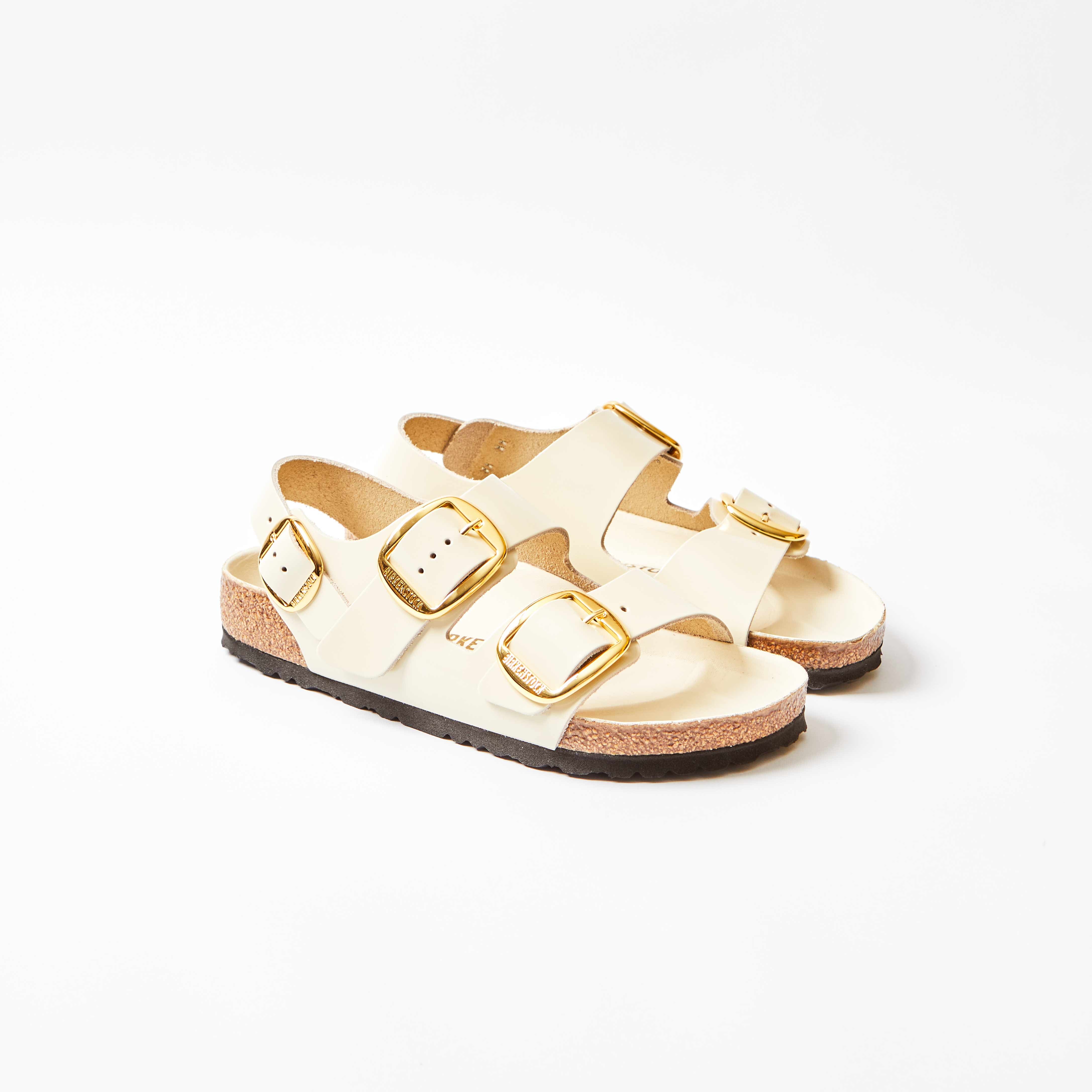 Milano Big Buckle Natural Leather High-Shine Ecru