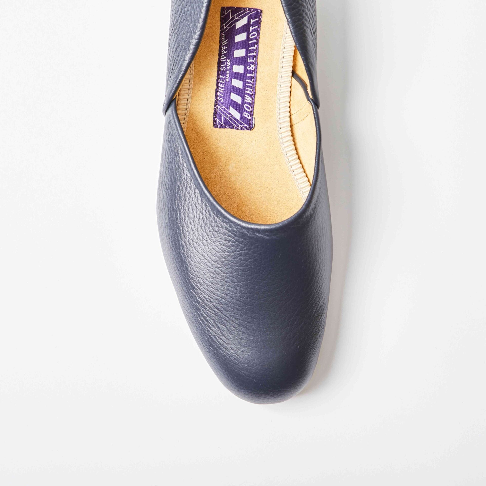 Navy Deerskin Hard Sole Grecian Slippers