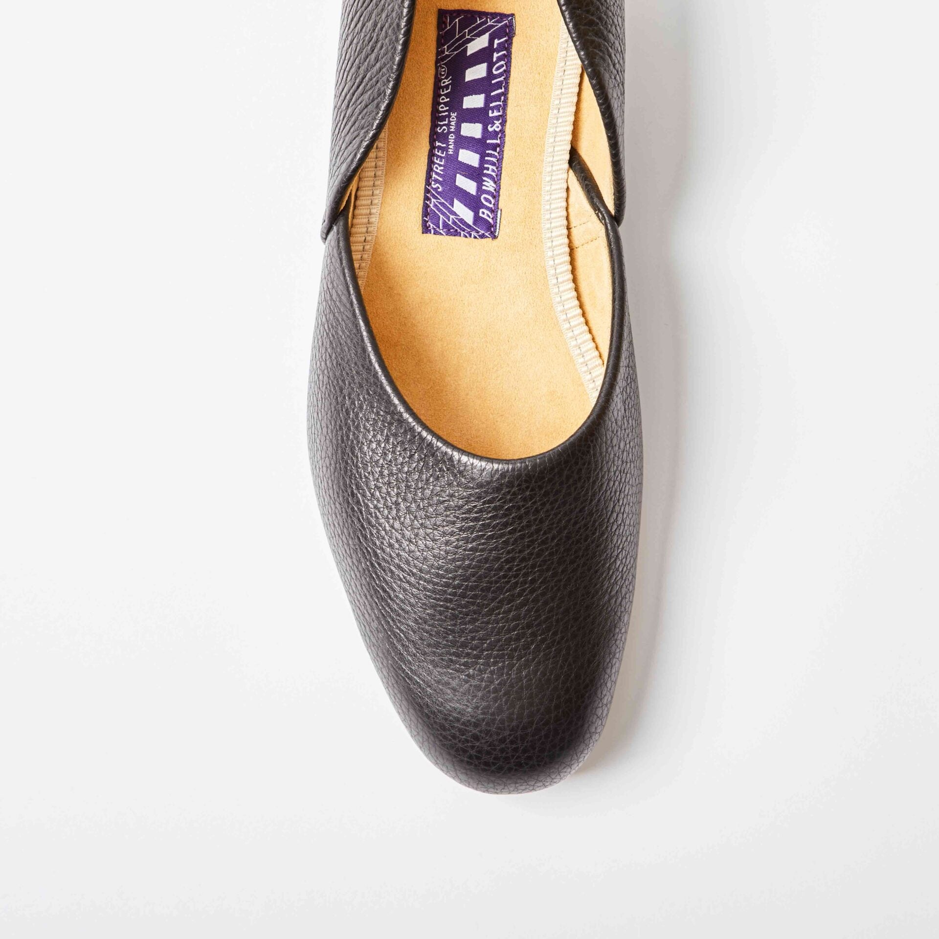 Black Deerskin Hard Sole Grecian Slippers