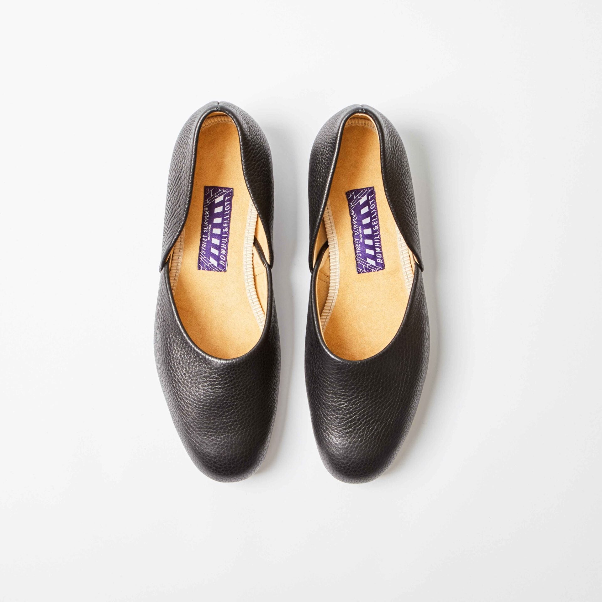 Black Deerskin Hard Sole Grecian Slippers