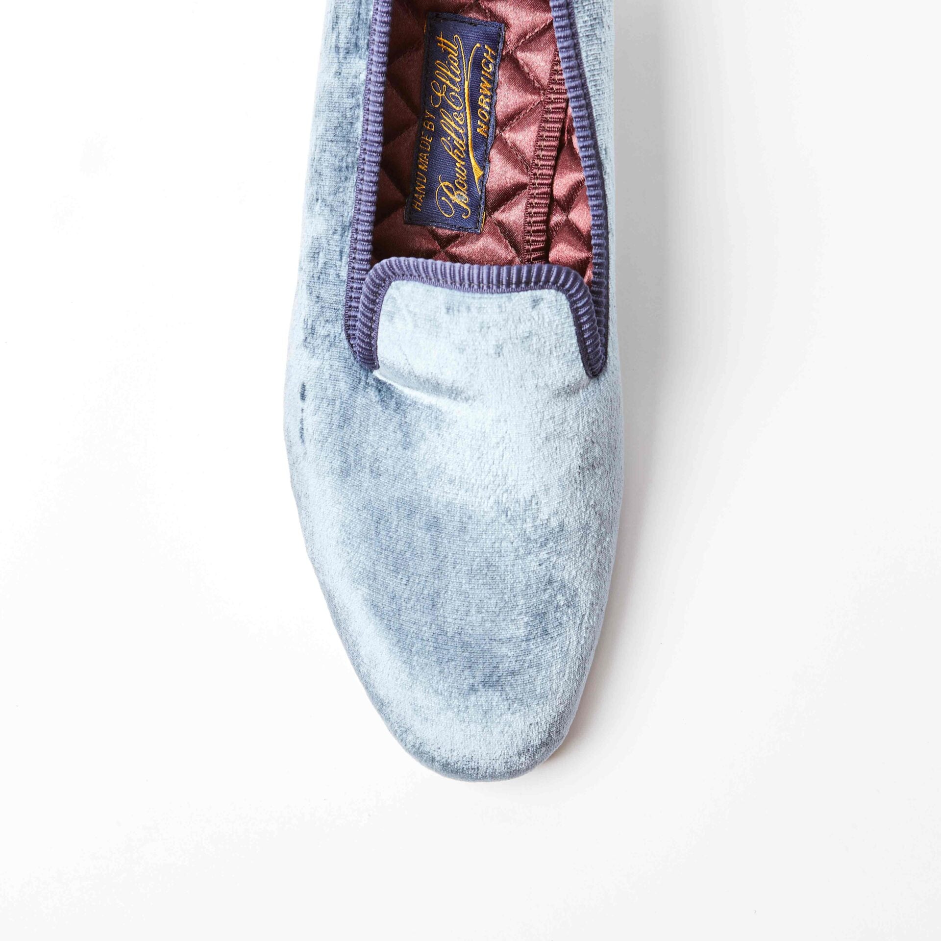 French Blue Vintage Silk Velvet Albert Slippers