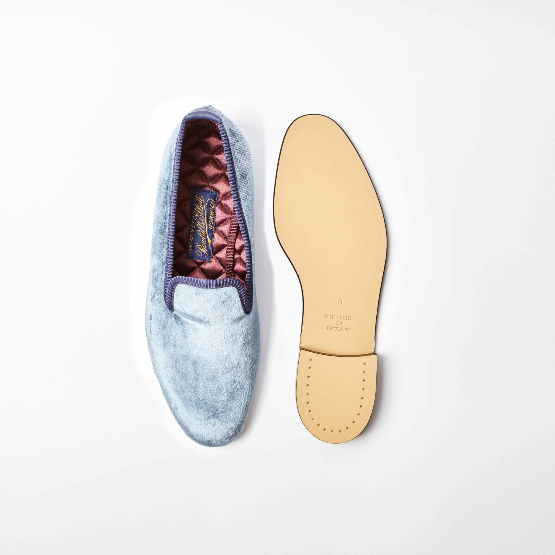 French Blue Vintage Silk Velvet Albert Slippers