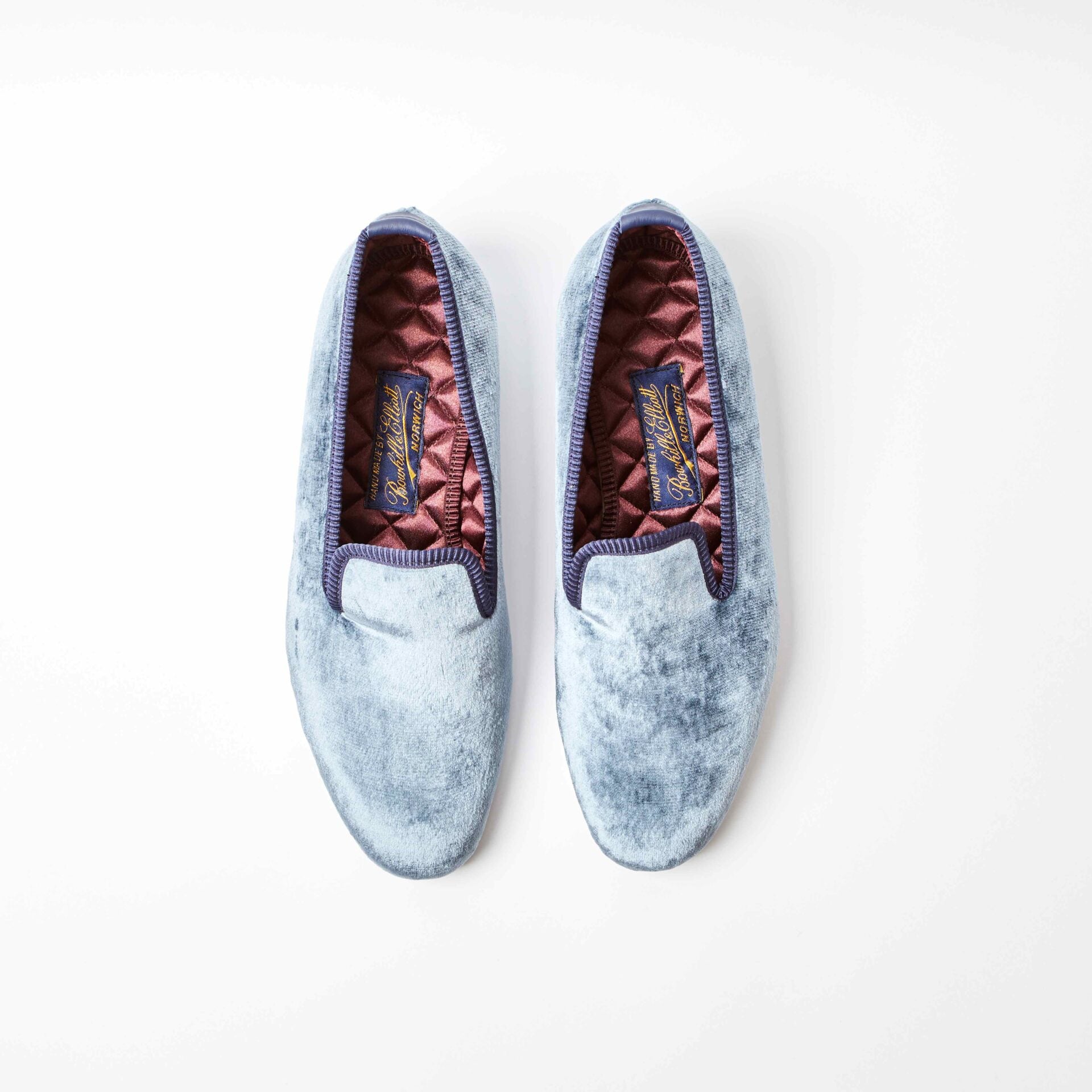 French Blue Vintage Silk Velvet Albert Slippers