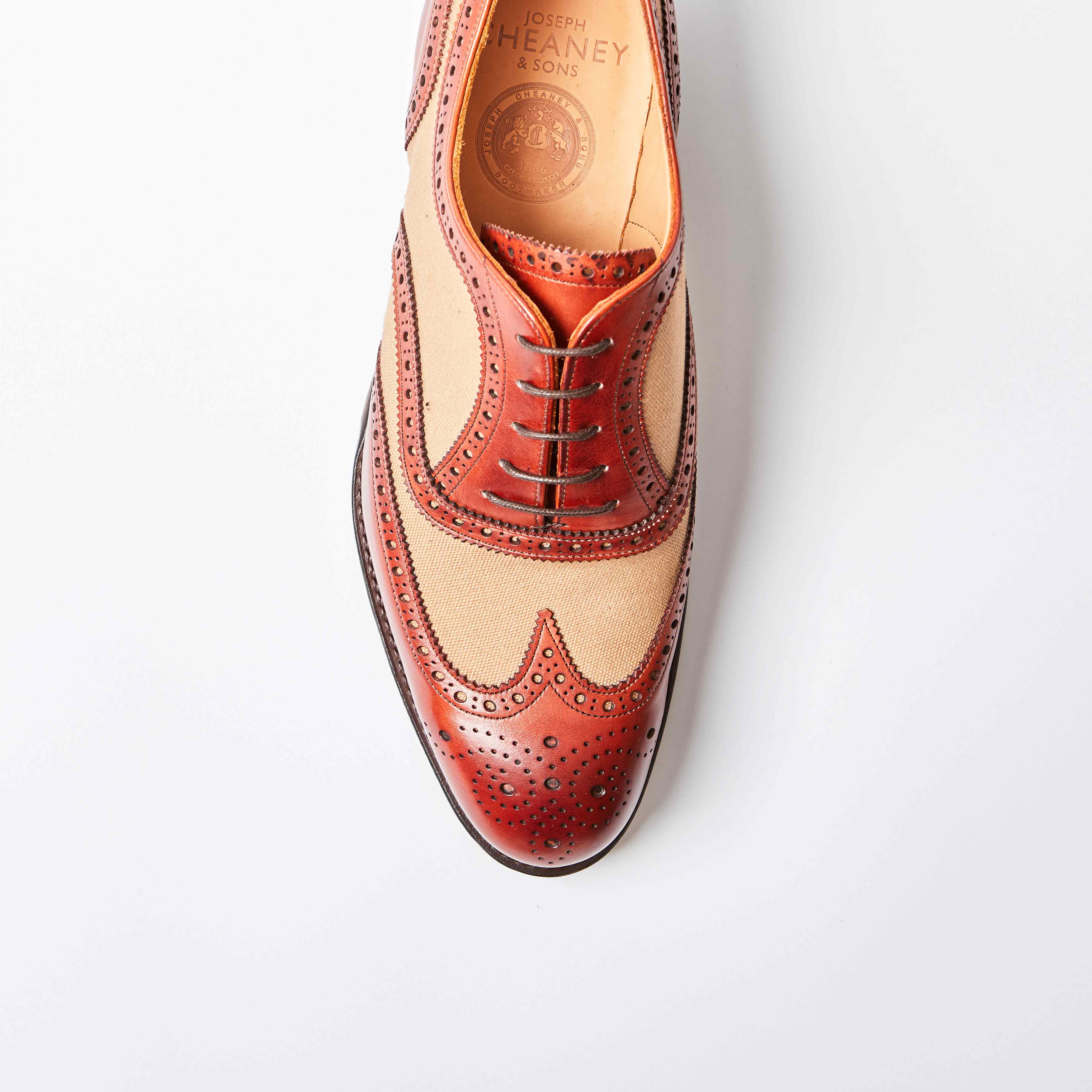 Edwin Dark Leaf / Sand Canvas Brogues