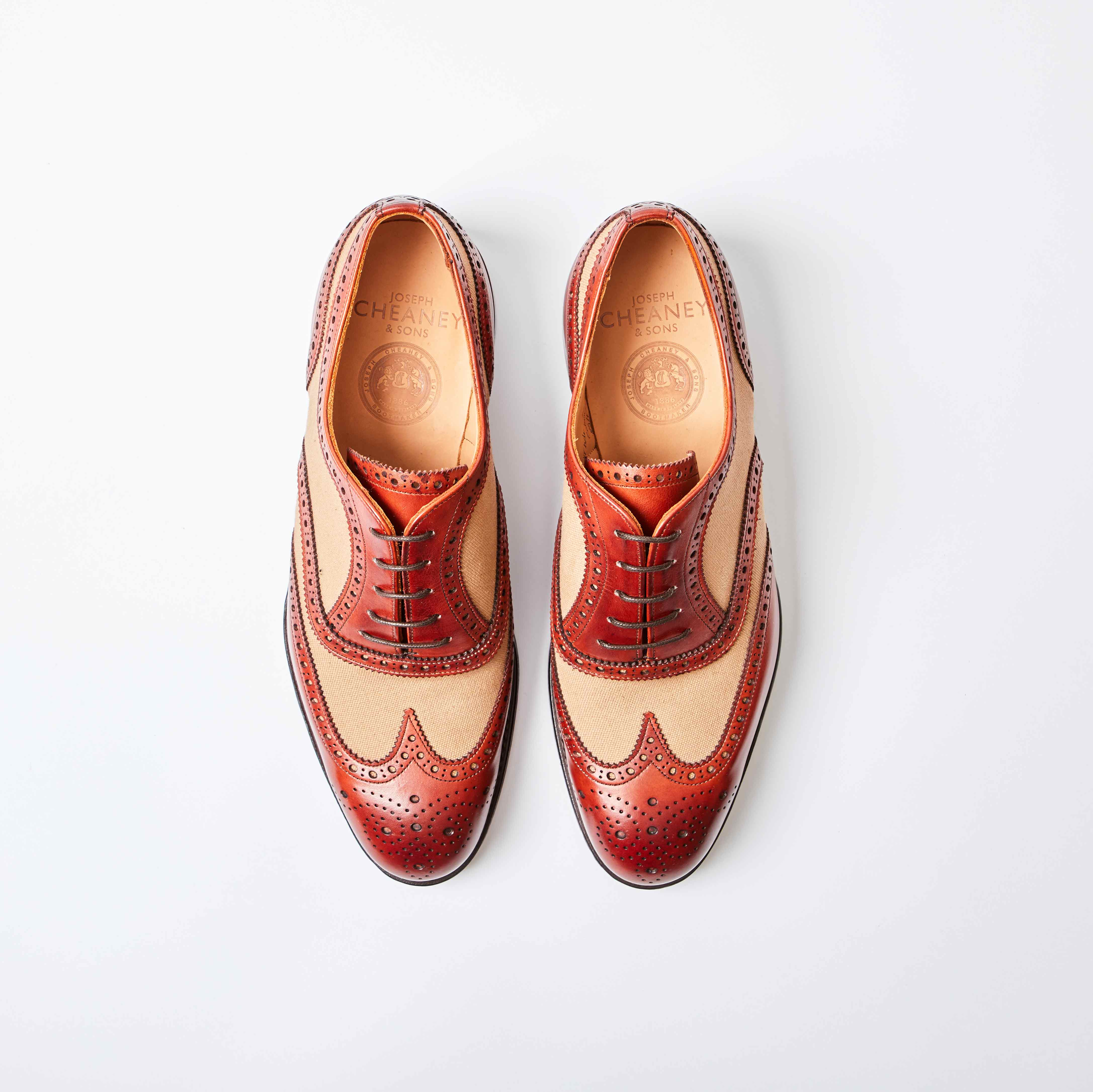 Edwin Dark Leaf / Sand Canvas Brogues