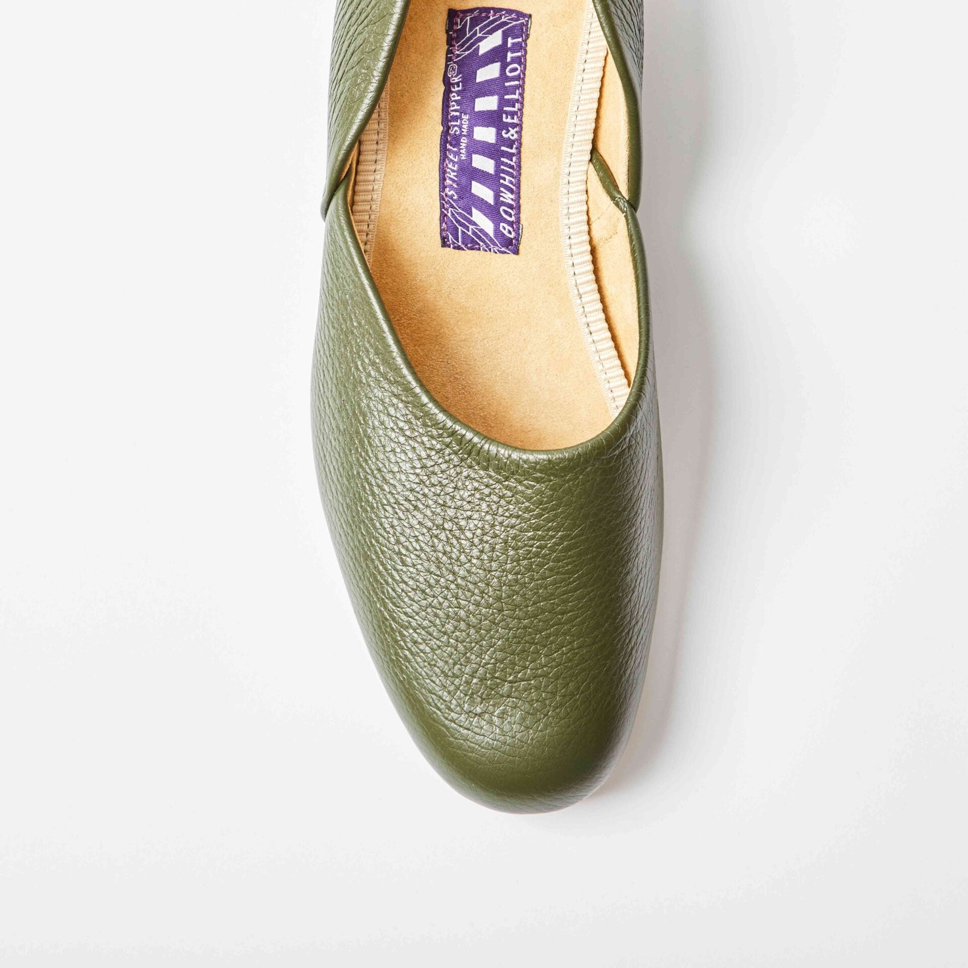 Olive Deerskin Hard Sole Grecian Slippers