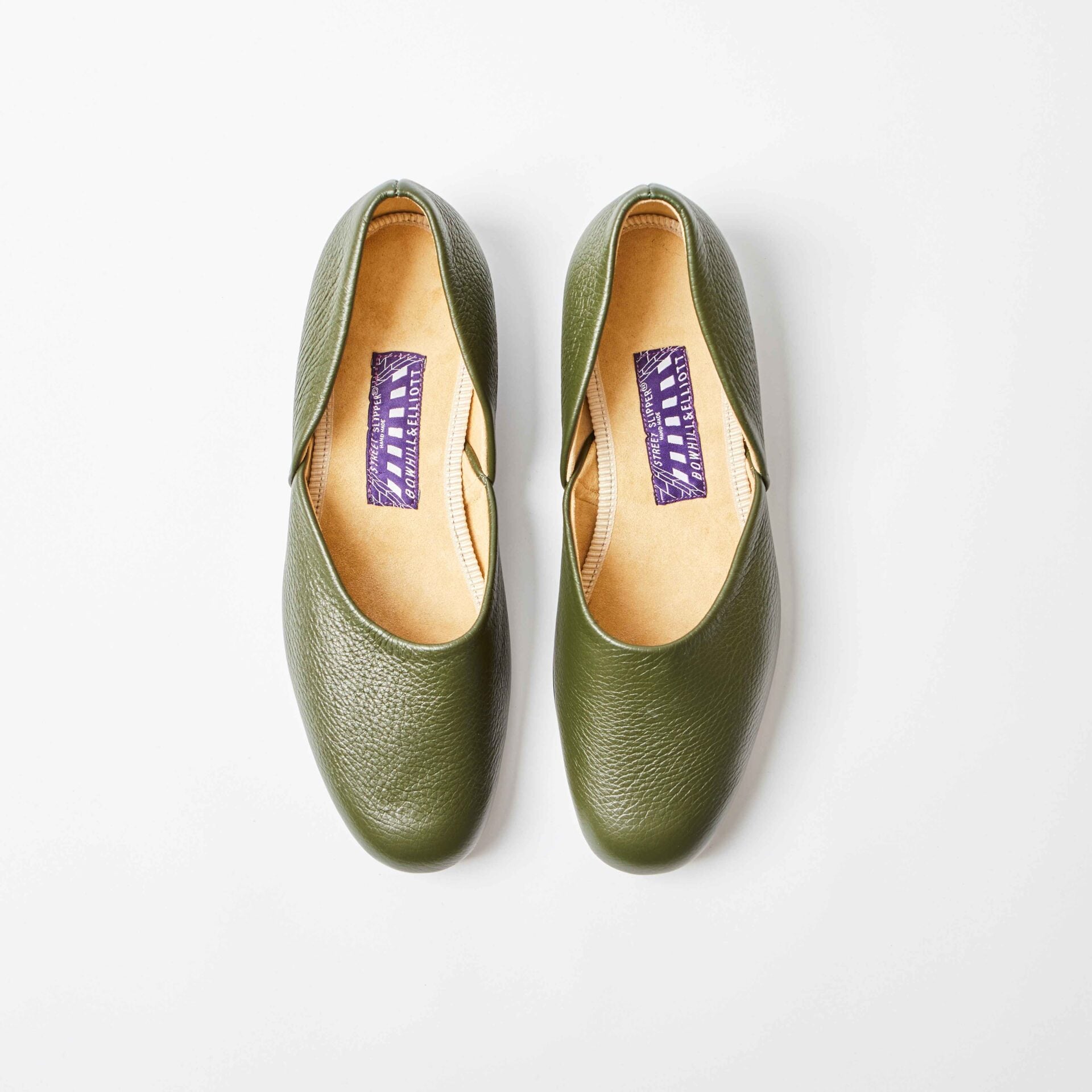 Olive Deerskin Hard Sole Grecian Slippers