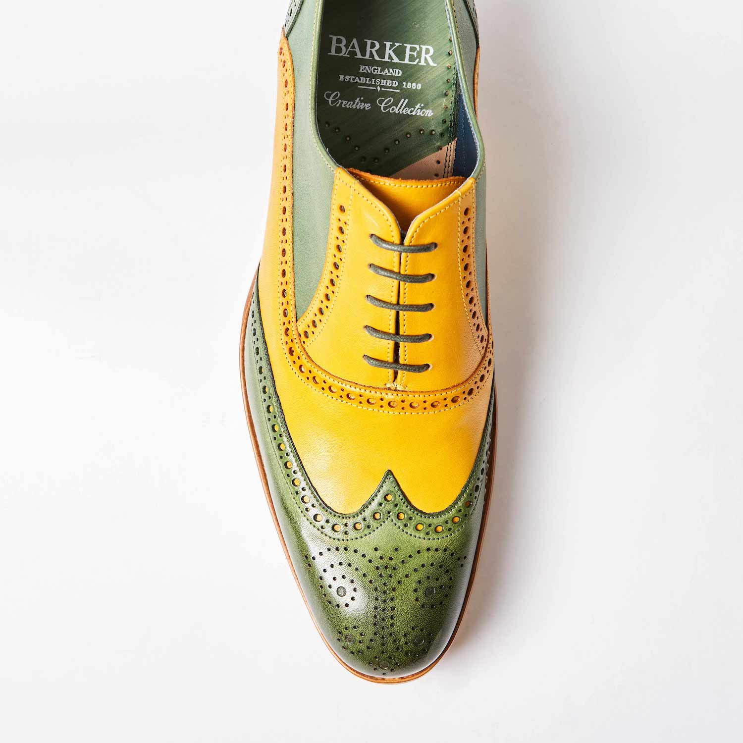 Barkers for Bowhill & Elliott - Valiant Hand Painted Yellow and Green Brogues