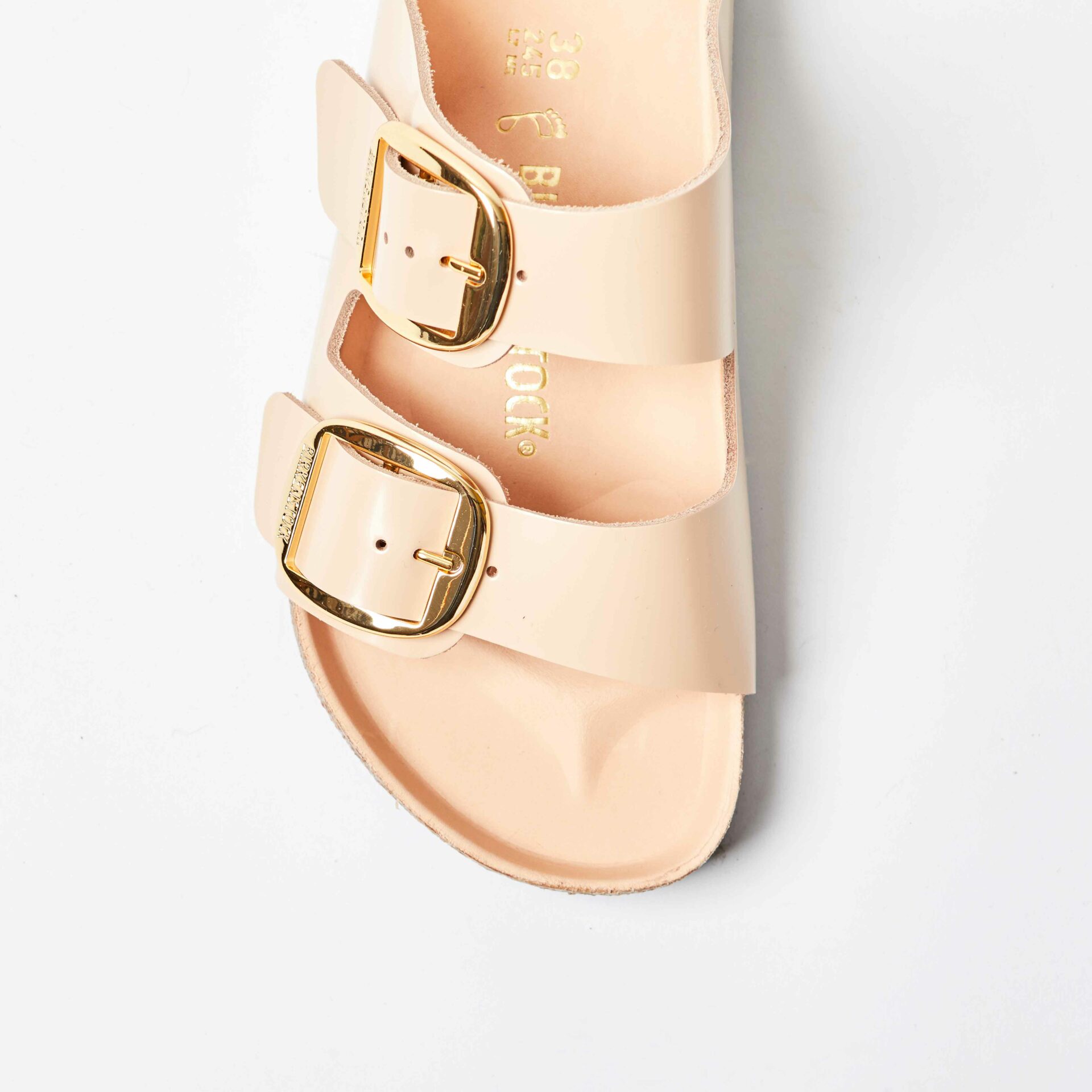 Arizona Big Buckle Natural Leather Patent High-Shine New Beige