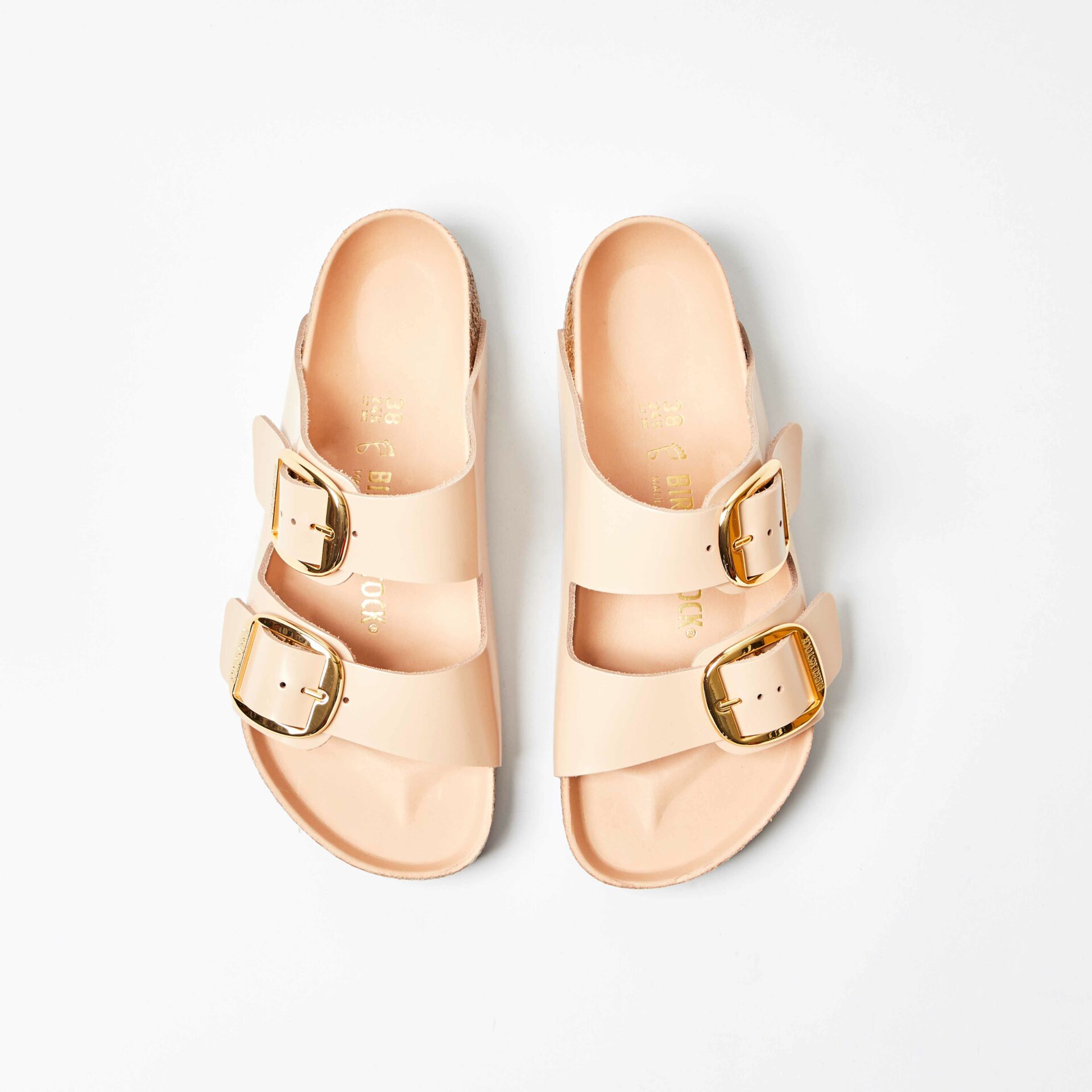 Arizona Big Buckle Natural Leather Patent High-Shine New Beige