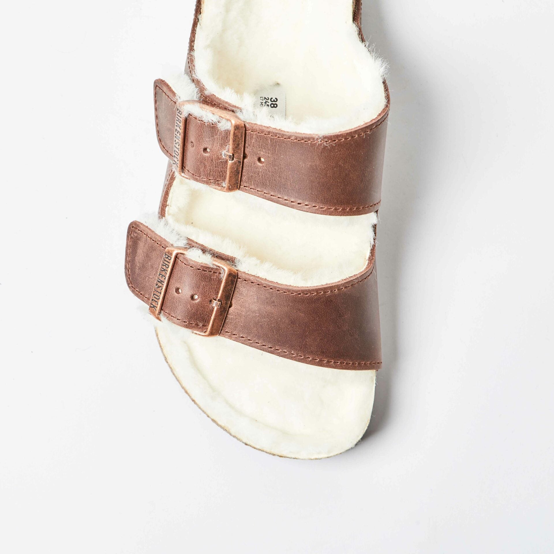 Arizona Natural Leather Oiled Habana Shearling Bronze Buckle