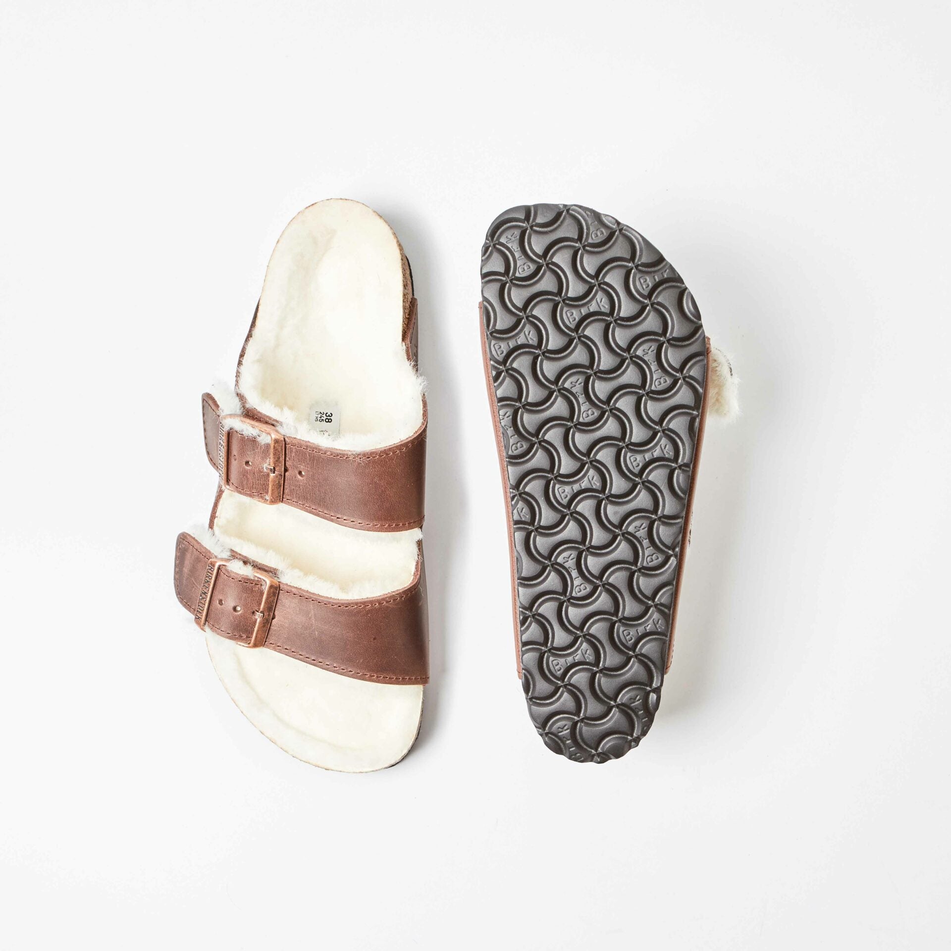 Arizona Natural Leather Oiled Habana Shearling Bronze Buckle