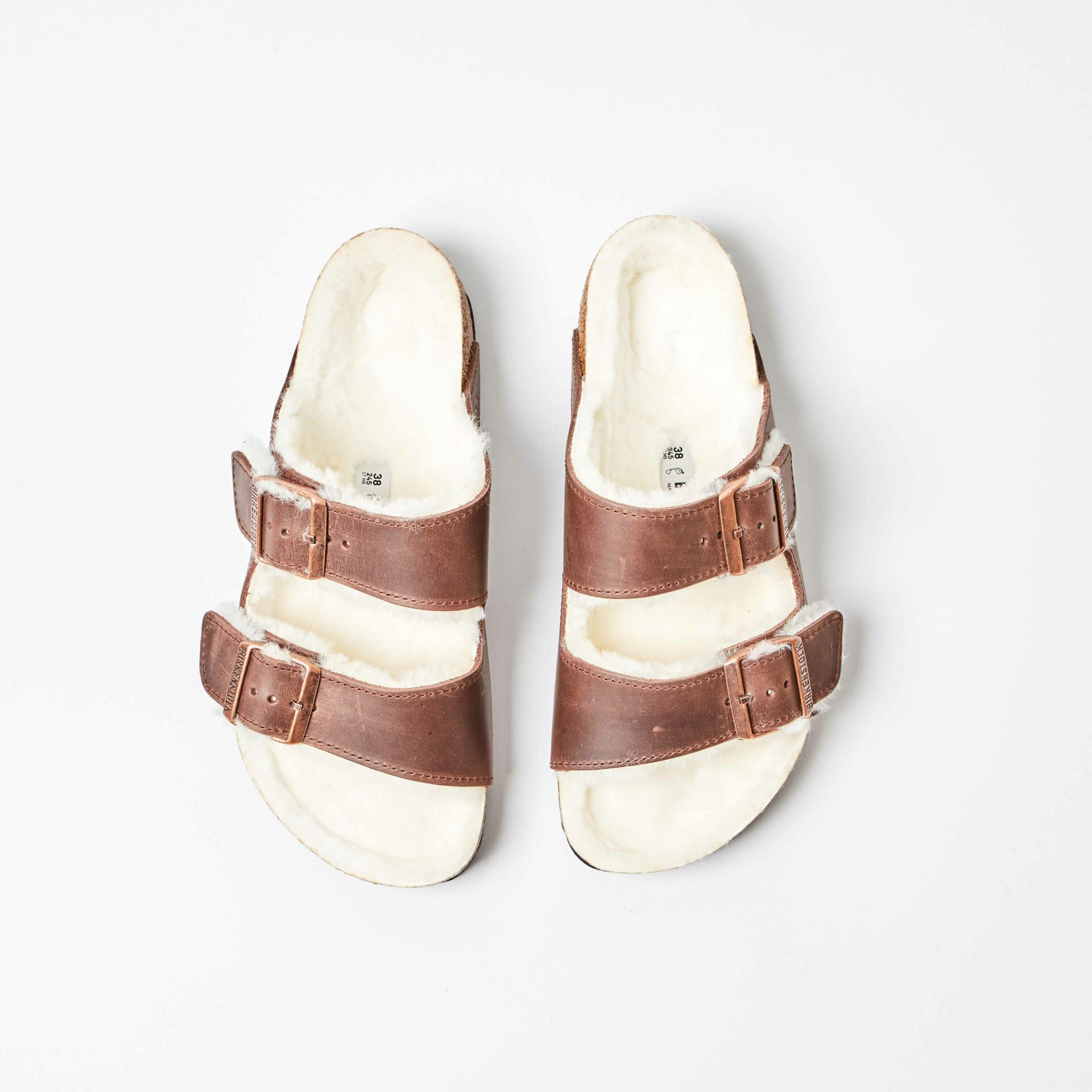 Arizona Natural Leather Oiled Habana Shearling Bronze Buckle