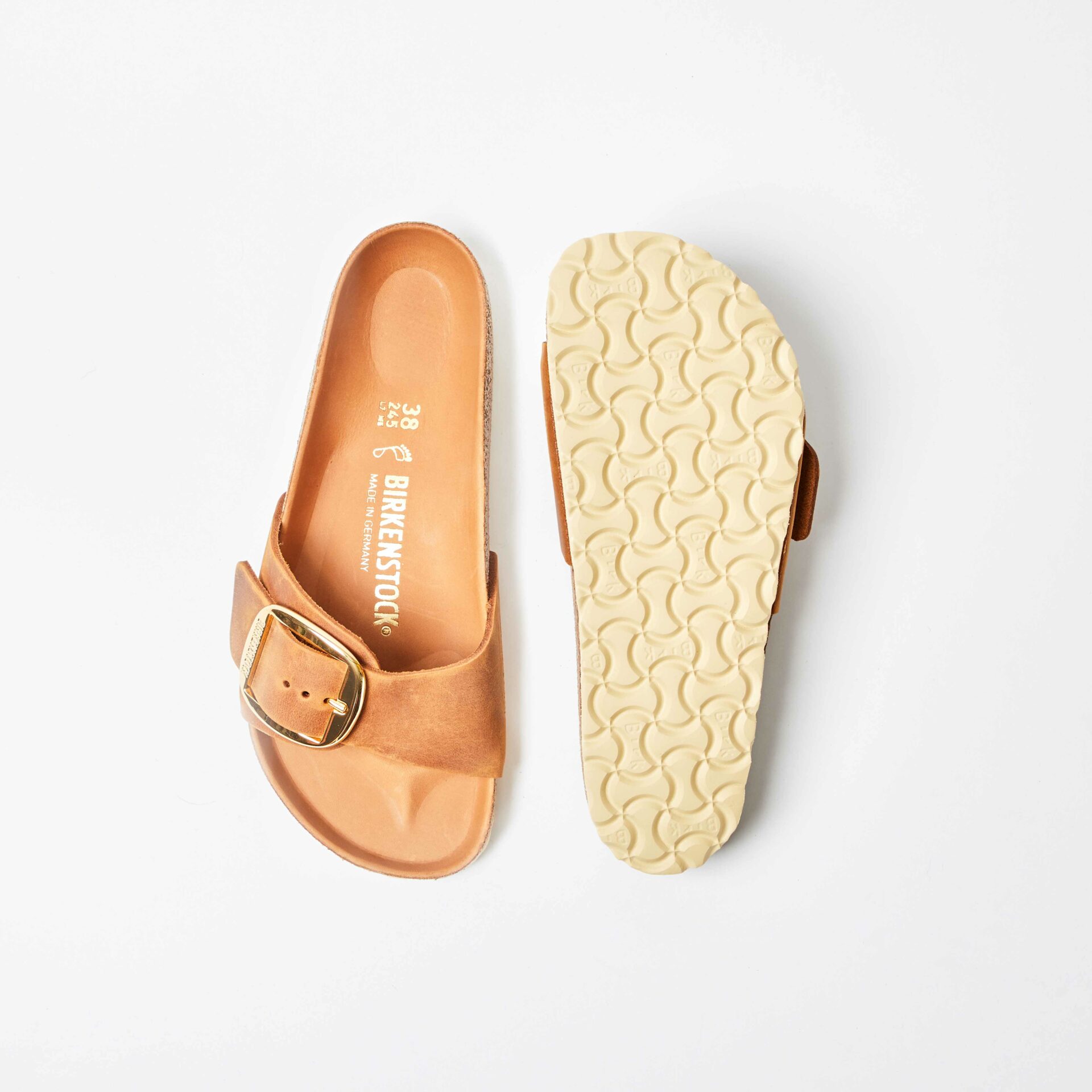 Madrid Big Buckle Natural Leather Oiled Cognac