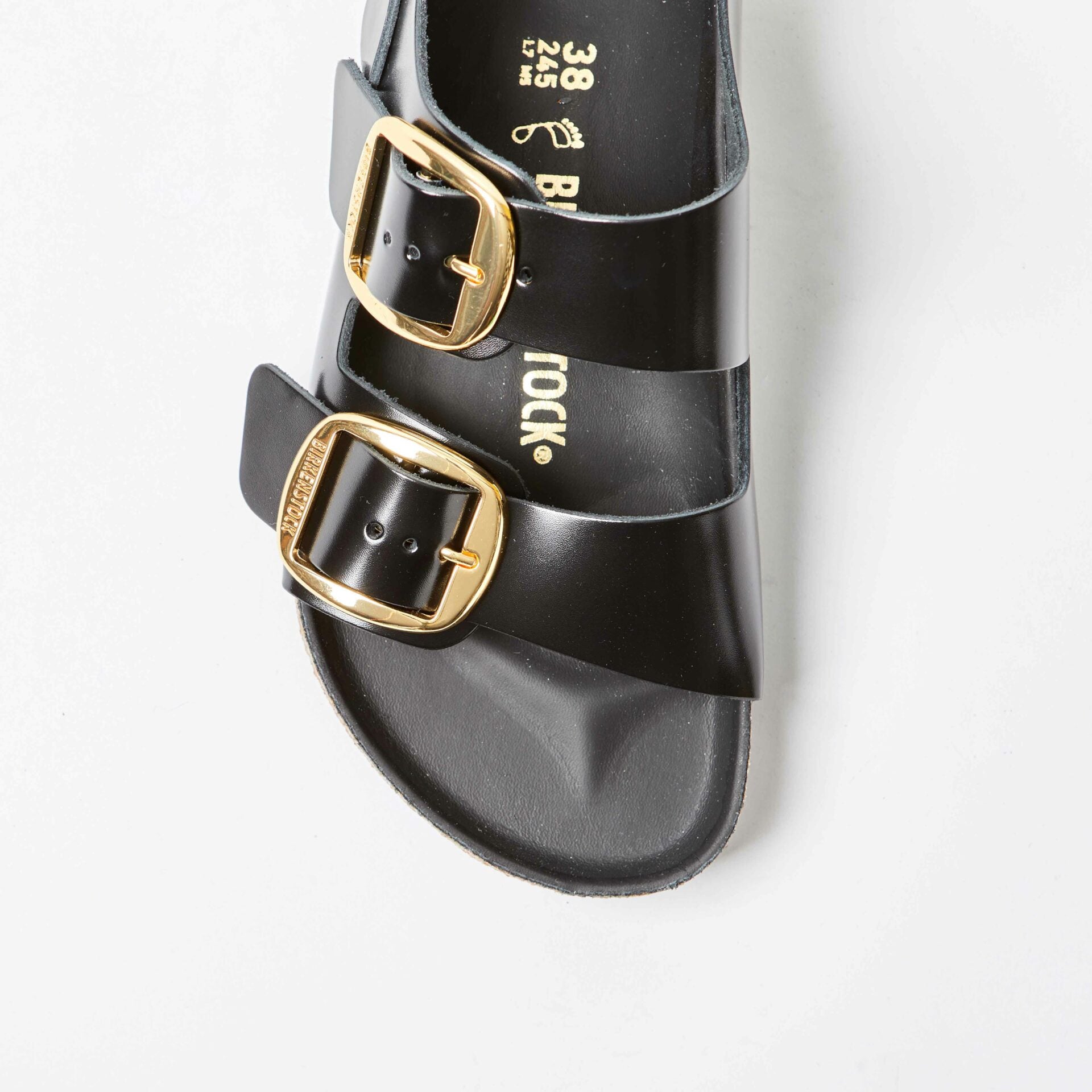 Milano Big Buckle Natural Leather High-Shine Black