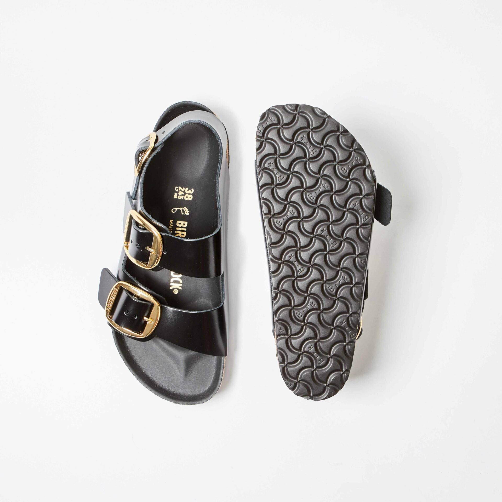 Milano Big Buckle Natural Leather High-Shine Black